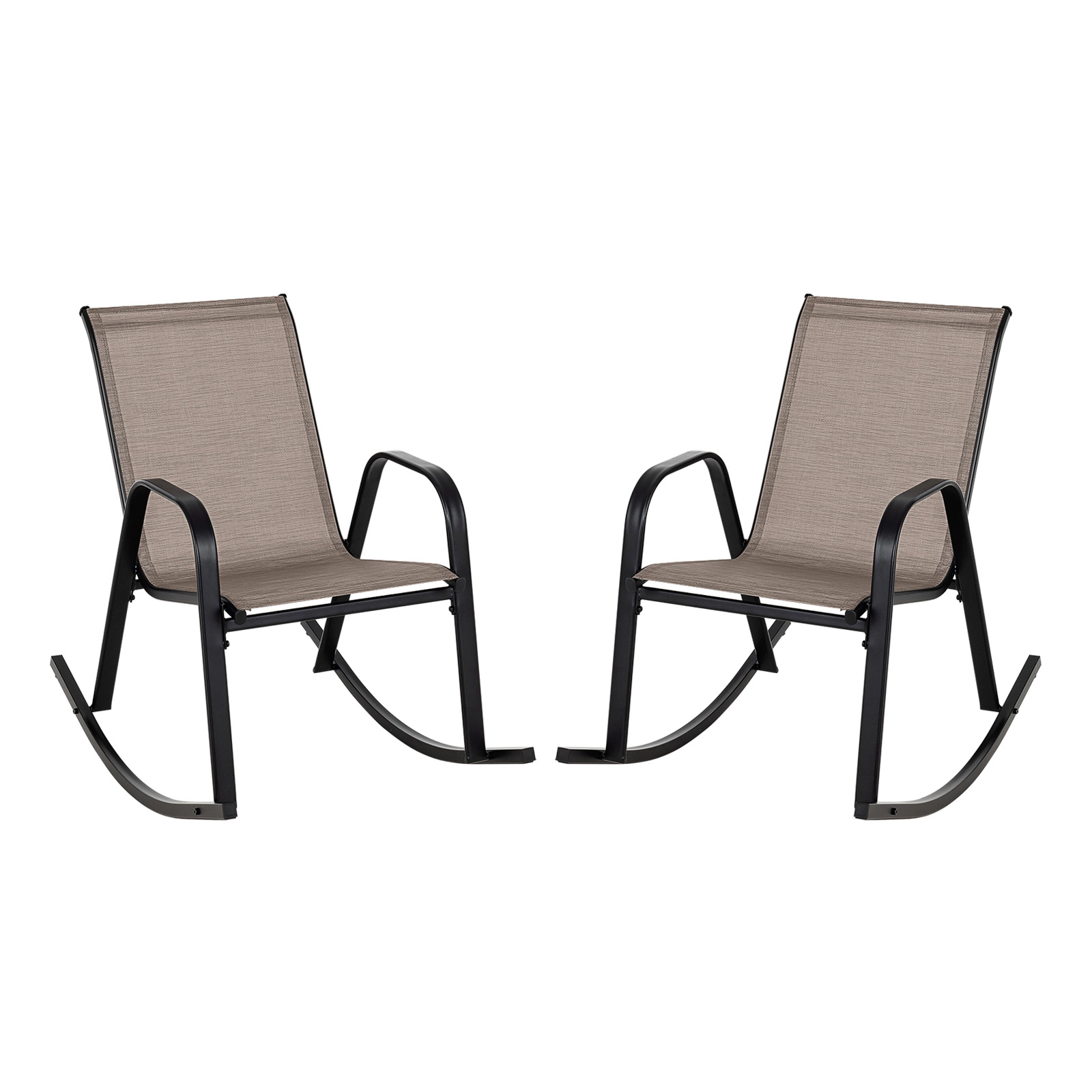LJG Set of 2 Metal Patio Rocking Chair with Breathable Seat Fabric