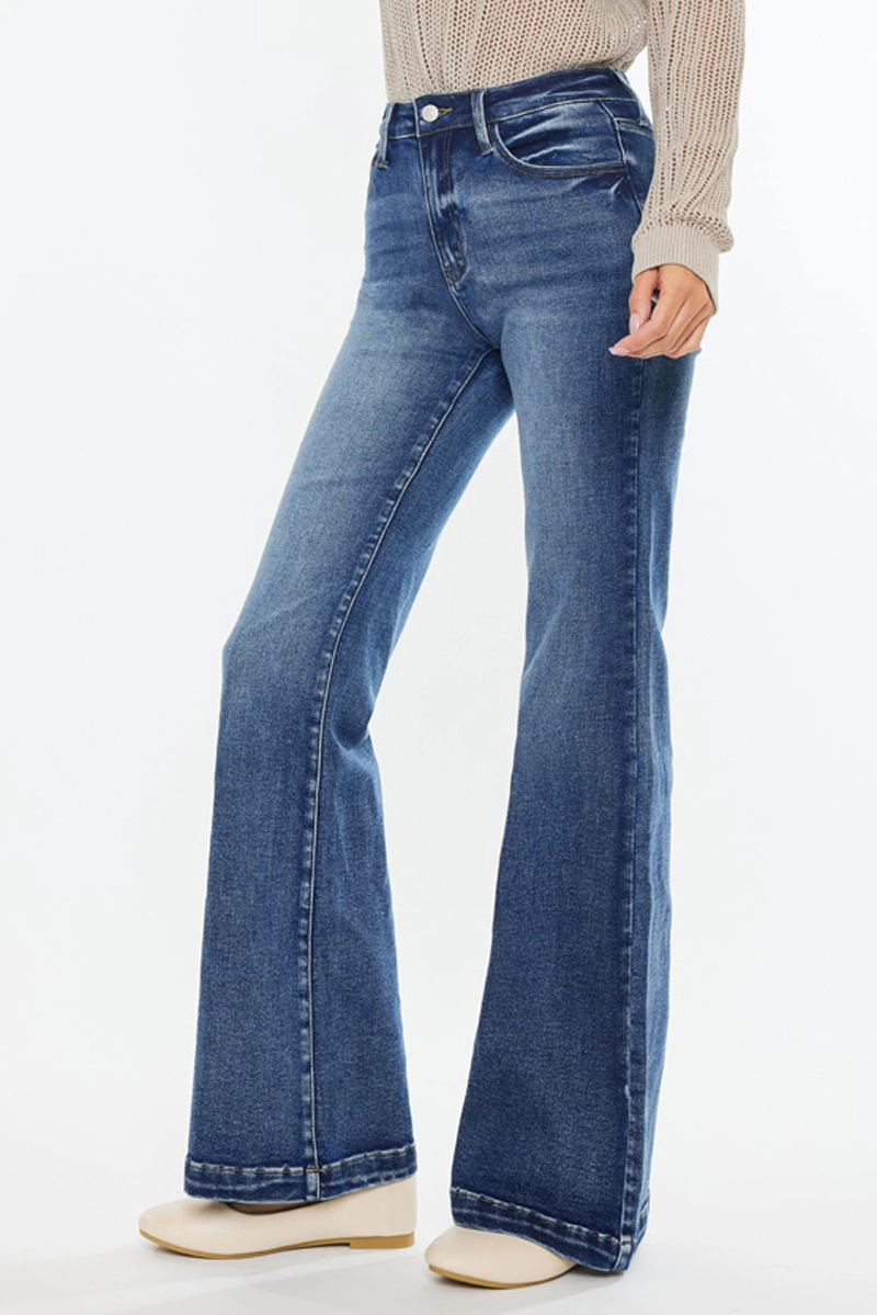 Kancan Women's Essentials High Rise Wide Leg Flare Jeans Avonlea