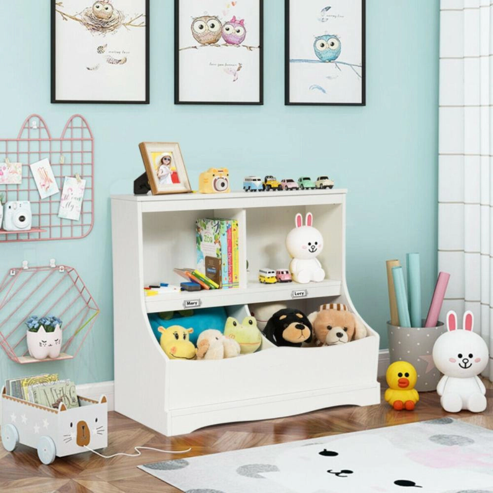 Hivvago Kids Floor Cabinet Multi-Functional Bookcase