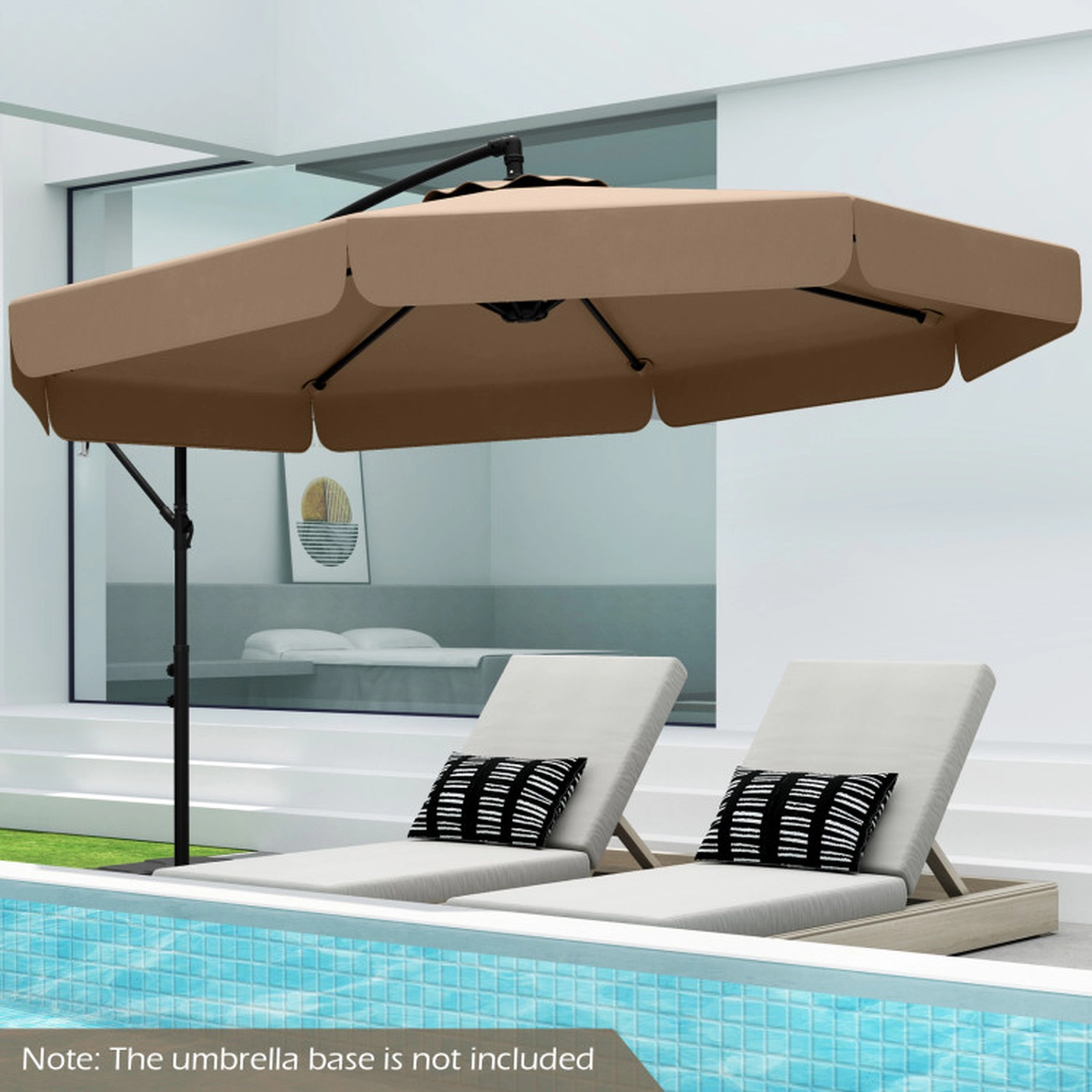 SUGIFT Taupe Protective Cover 45-Degree Tilt and Ruffled Edge 10 FT Cantilever Patio Umbrella