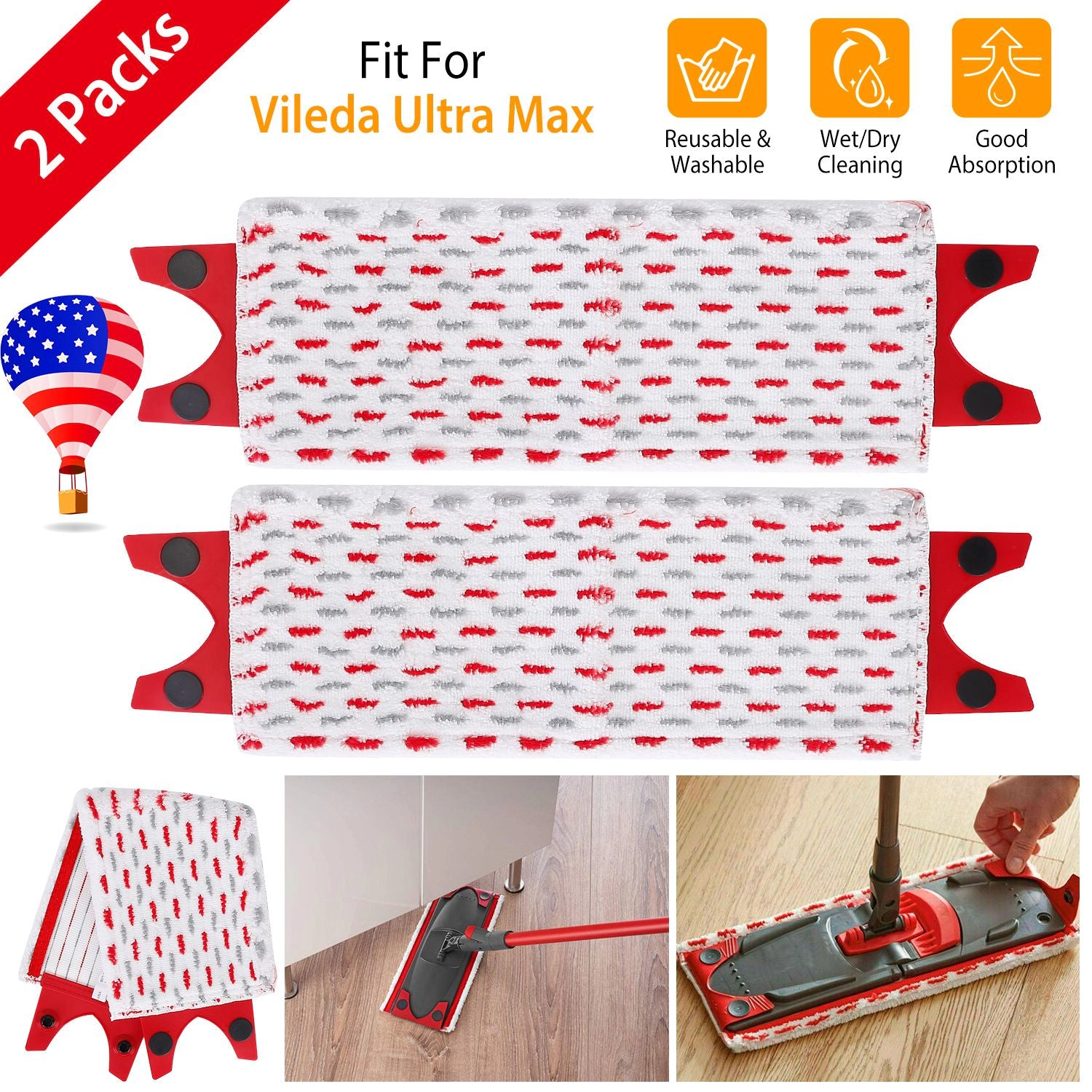 GBruno Washable Fiber Floor Mop Pads For Vileda