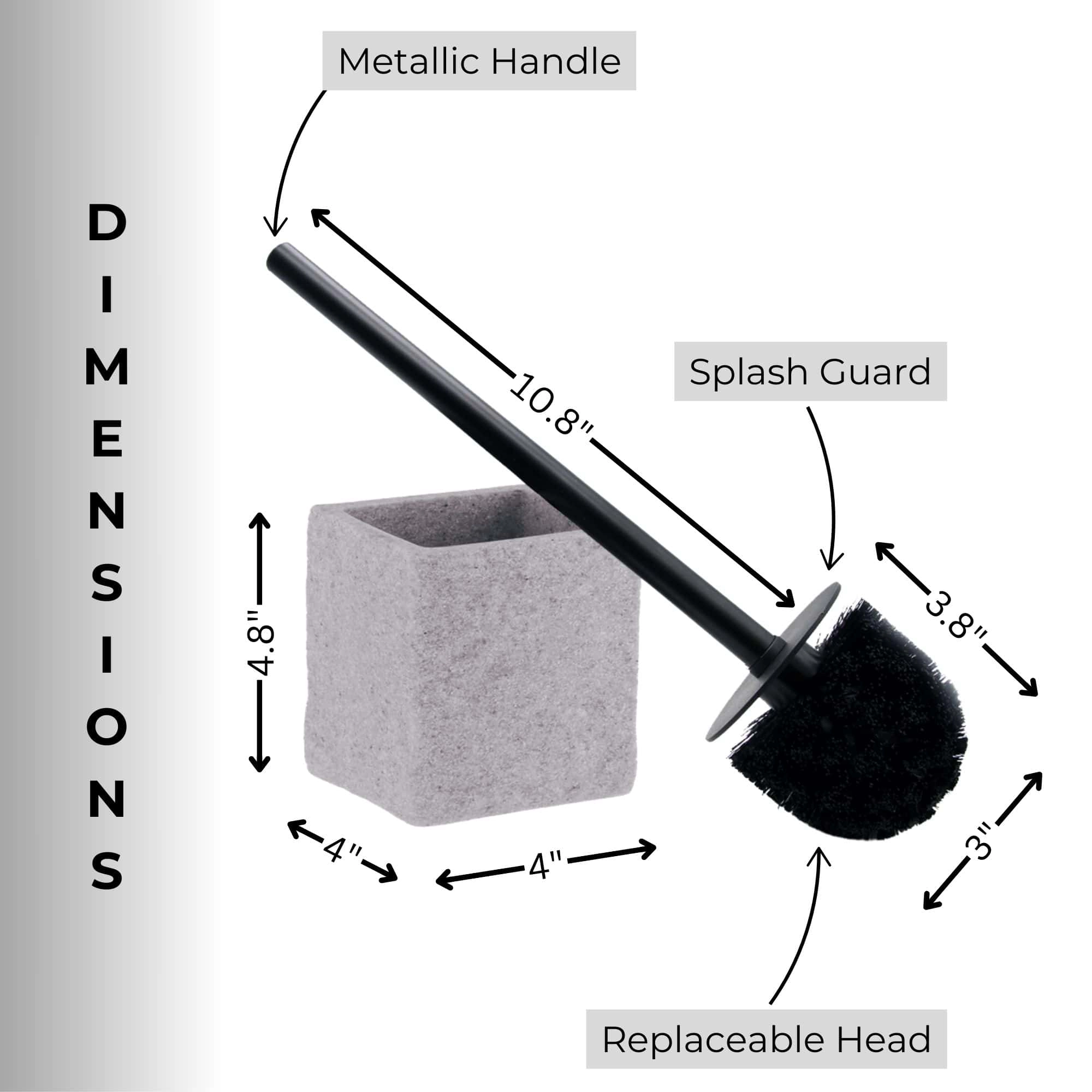 Evideco French Home Goods Stone-effect Polyresin Square Toilet Brush and Holder Set, Sandstone