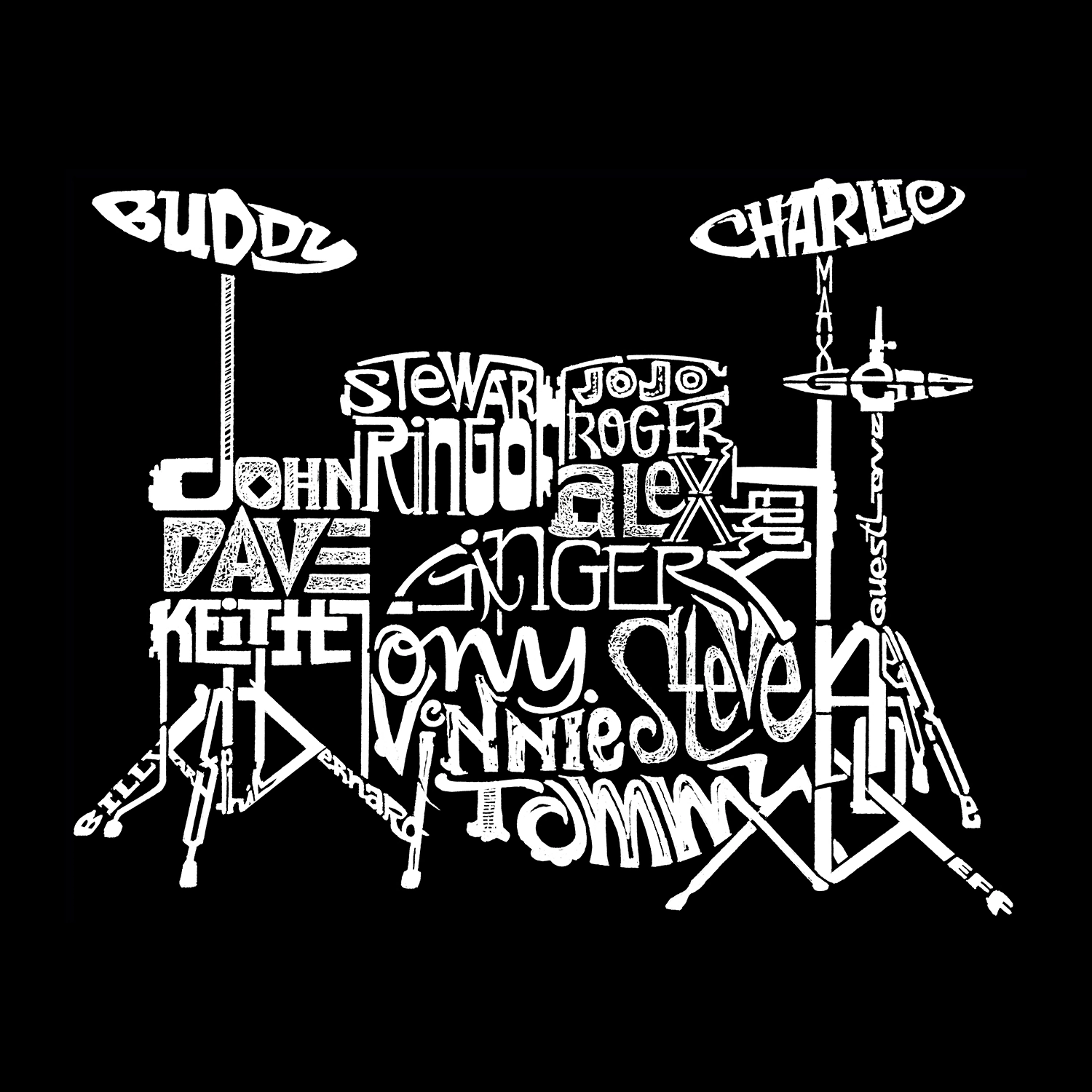 LOS ANGELES POP Art Men's Word T-Shirt - Drums