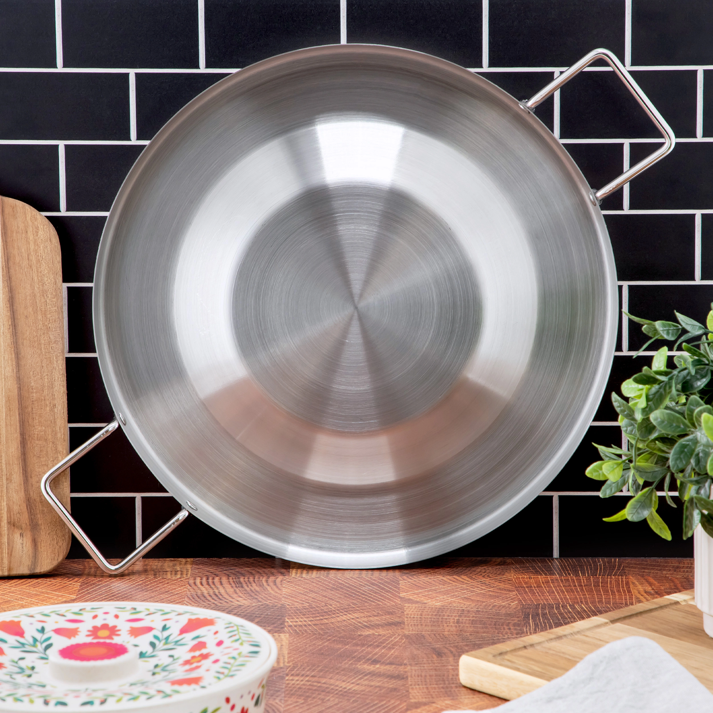 Oster Mercato 15.7 Inch Round Stainless Steel Convex Comal with Handles