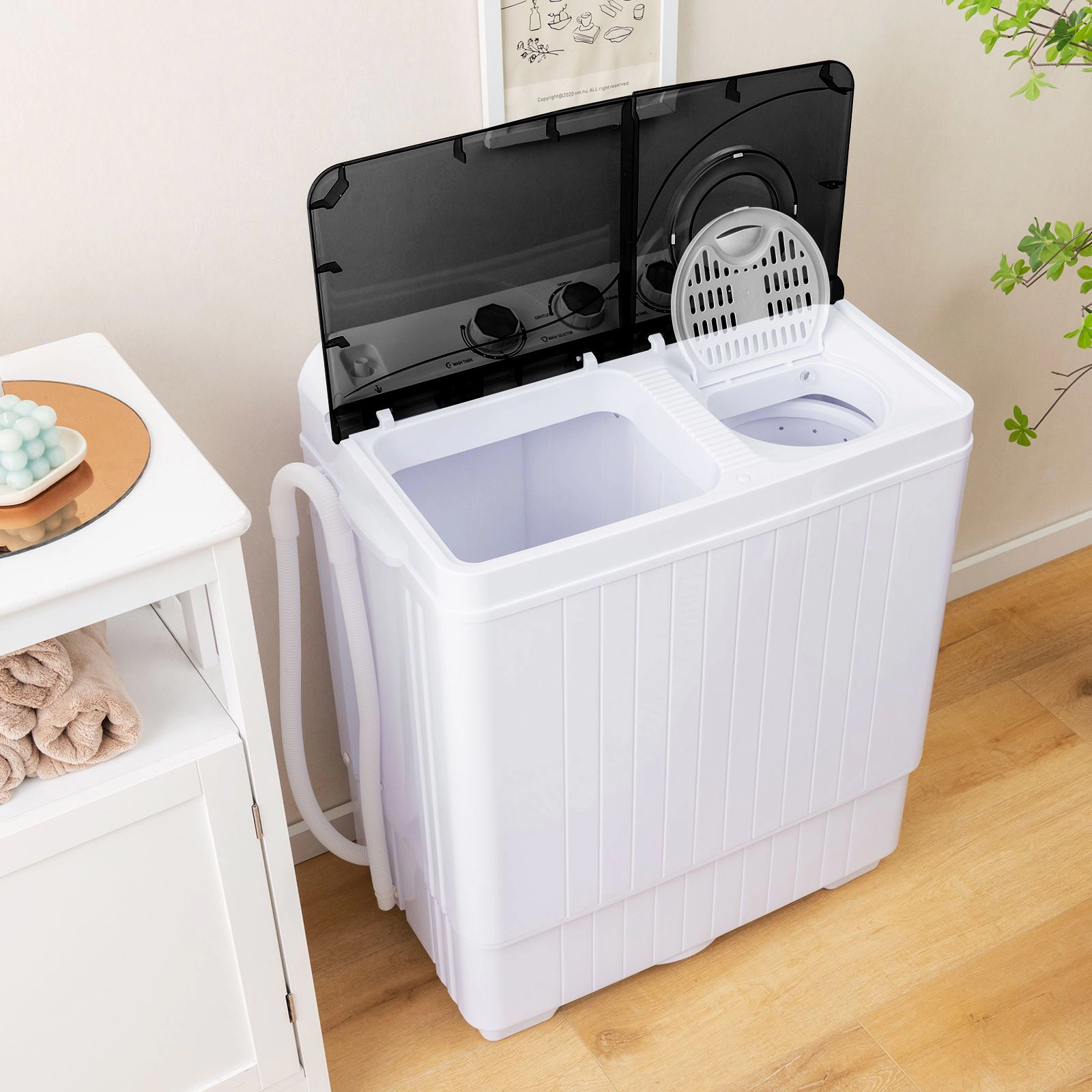 SlickBlue Portable Twin Tub Washing Machine 18 Lb Washer 8 Spinner