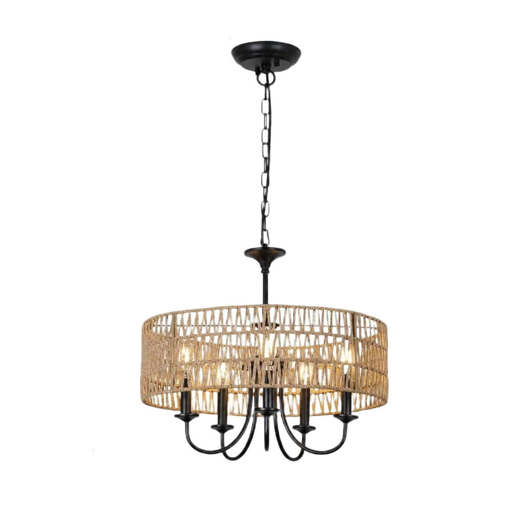 ELEMENT ACE Handwoven Rattan Metal Flush Mount Ceiling Light