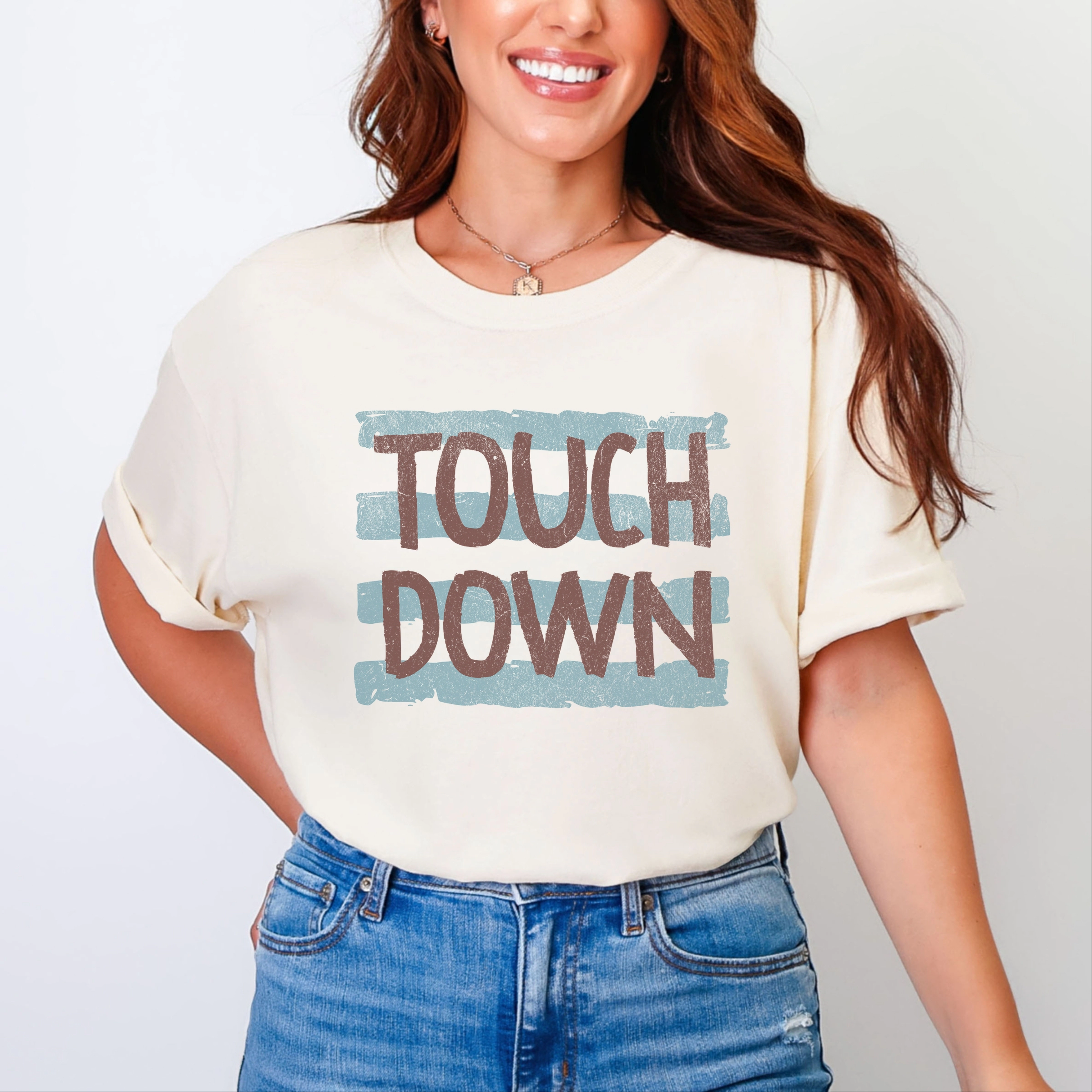 Simply Sage Market - Women's Garment Dyed Graphic T-Shirt Touch Down Horizontal Stripes
