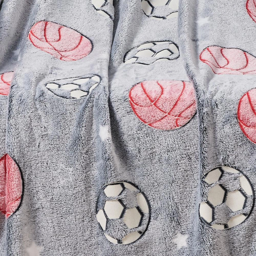 Plazatex All Star Soft & Cozy Glow in the Dark Throw Blanket Ideal for Bedroom & Living Room Decor 50"x60" Grey