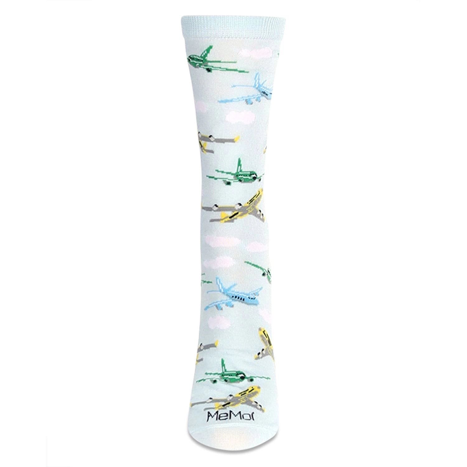 MeMoi Women's Airplanes Bamboo Crew Socks