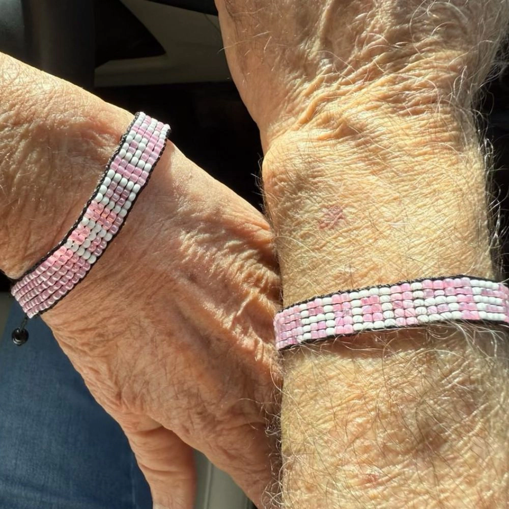SAWA SAWA Breast Cancer Awareness Handmade Beaded Bracelet – Pink with White HOPE