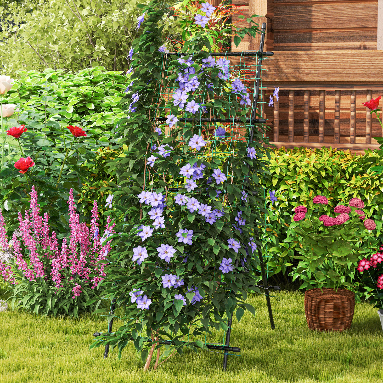 LJG 74 Inch Tall Garden Trellis for Flower Vine Vegetable Fruit Pea