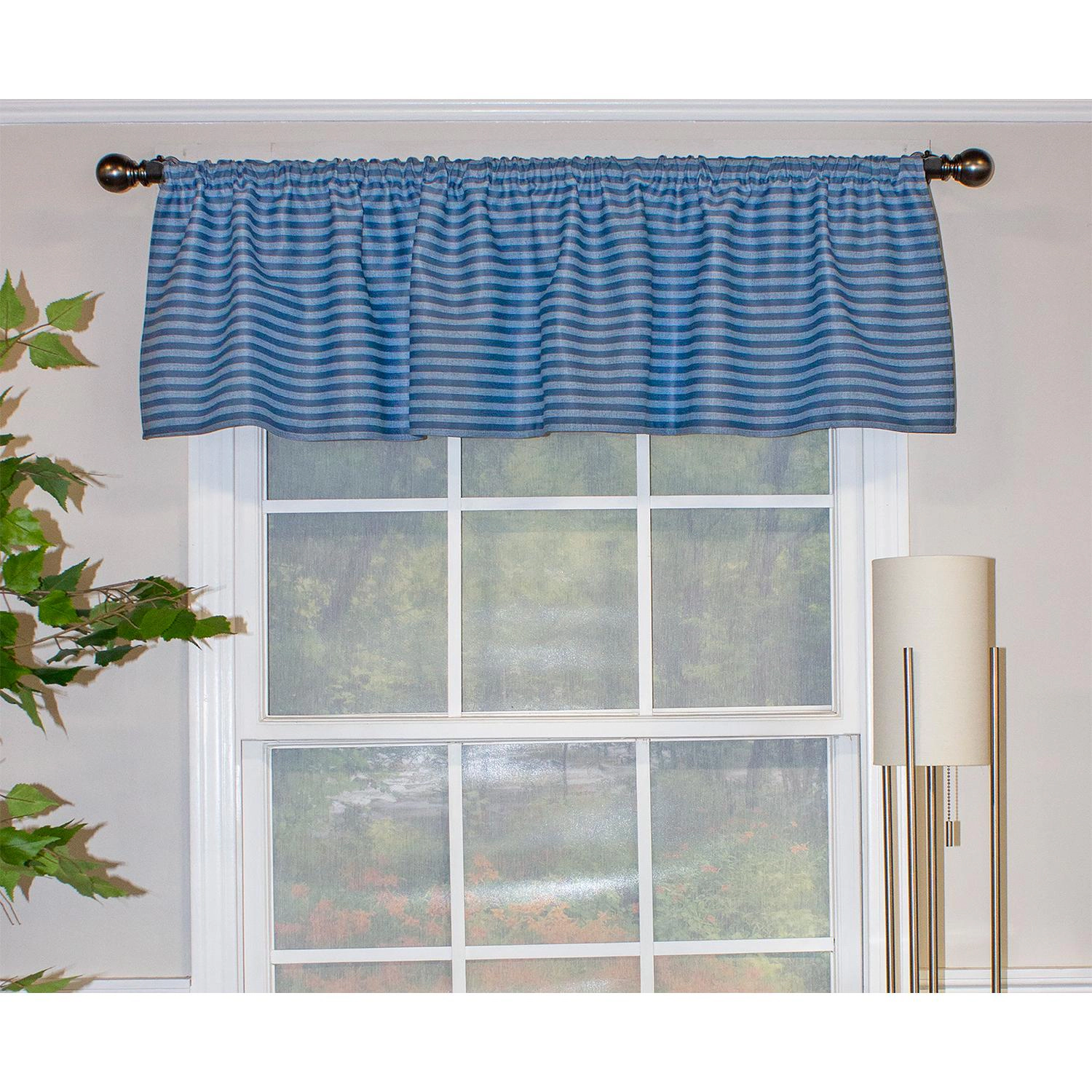 RLF Home Serpentine Tailored 100% Cotton with Fully Lined 3" Rod Pocket Valnance for Windows 50" x 14" Sky