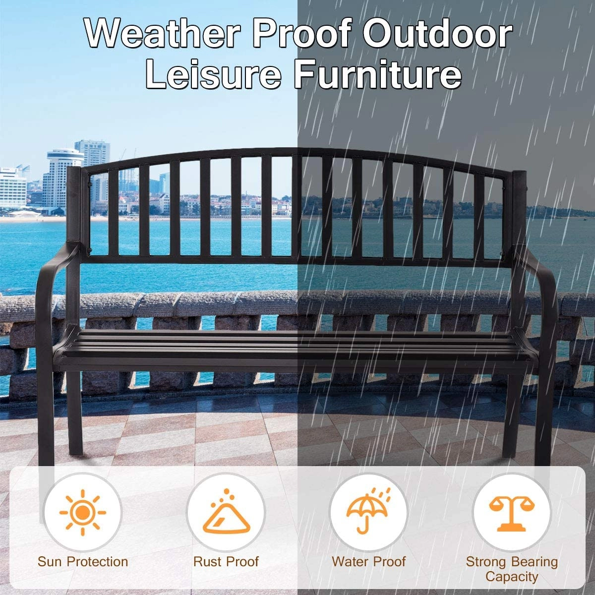 Hivvago 50 Inch Patio Garden Bench Loveseats For Outdoor