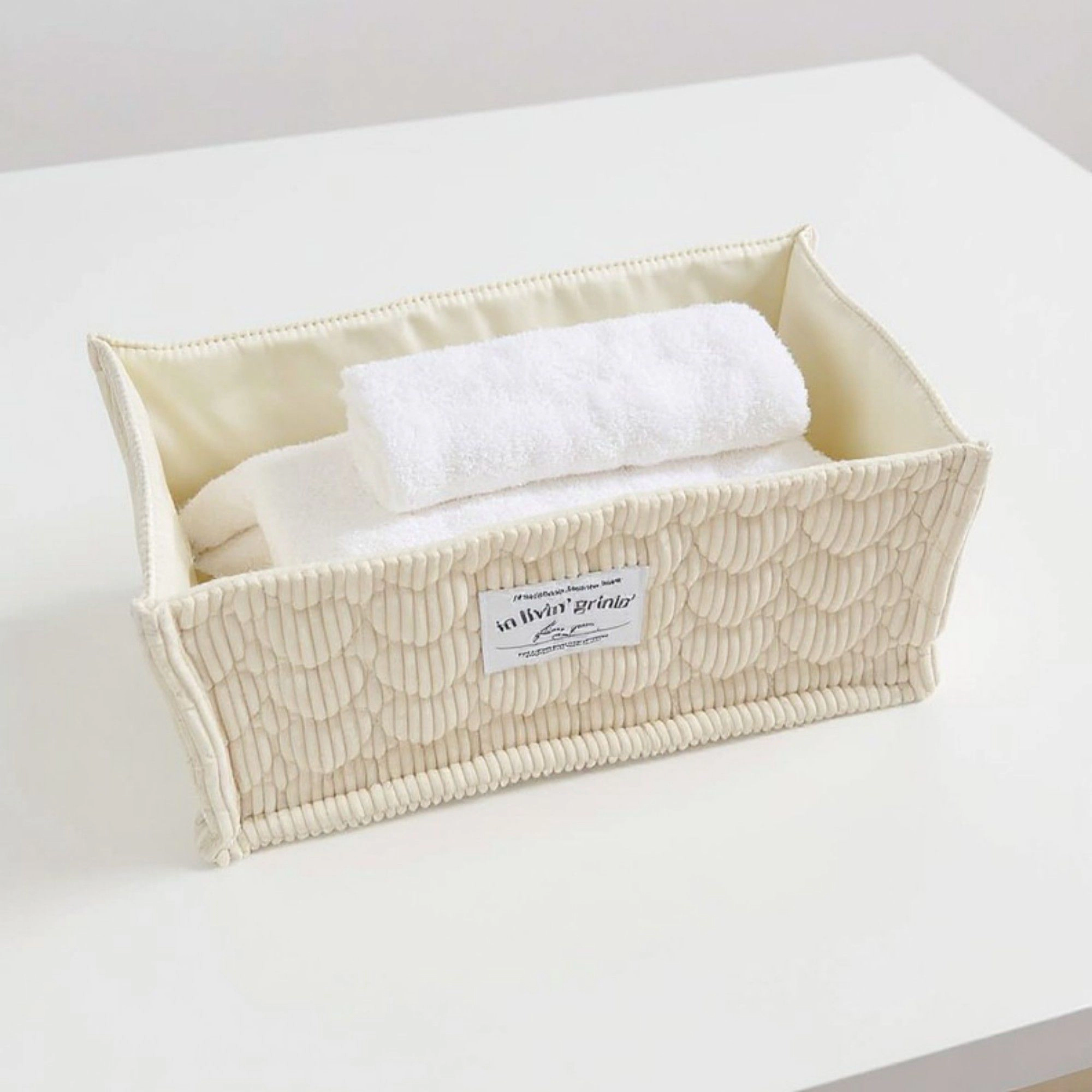Alilang Women Rectangular Quilted Storage Box with Soft Sides and Label Accent 4.7x11x6.3in