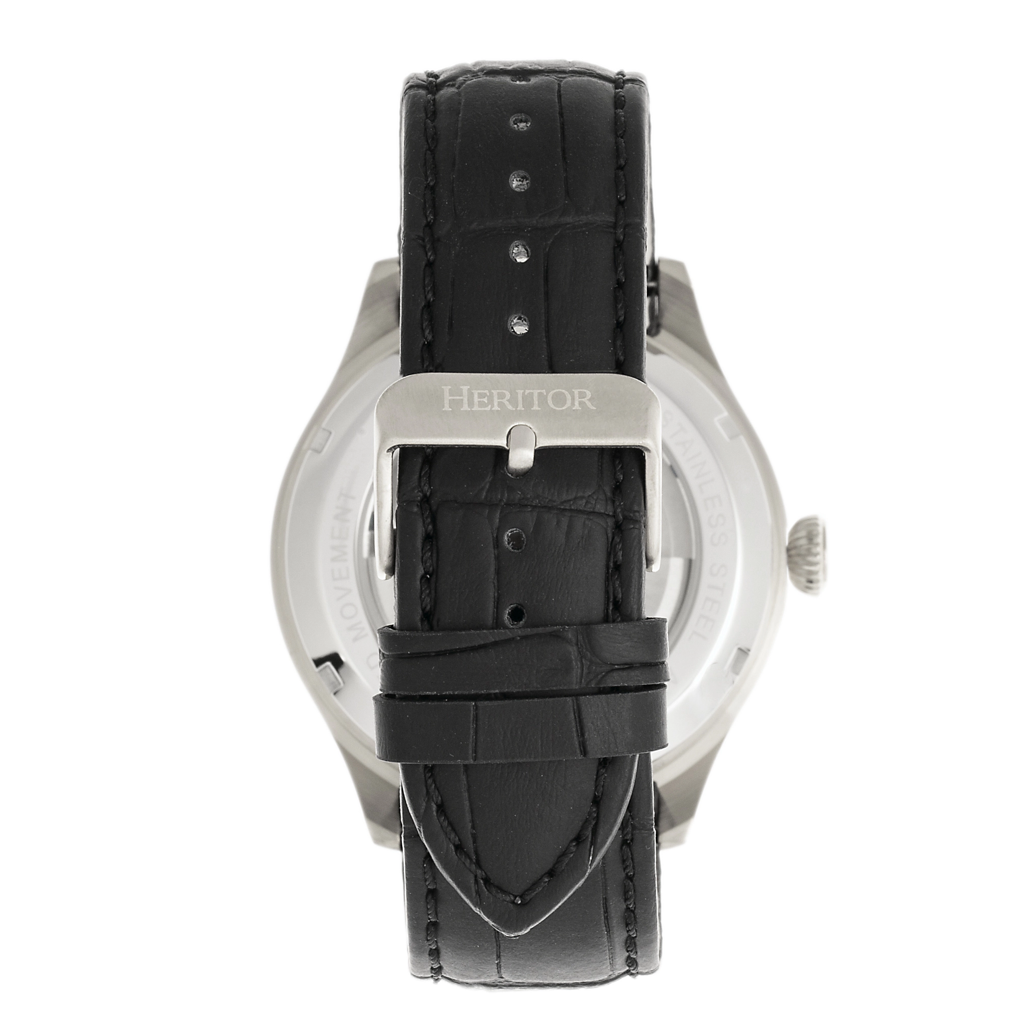 Heritor Automatic Gregory Semi-Skeleton Leather-Band Watch