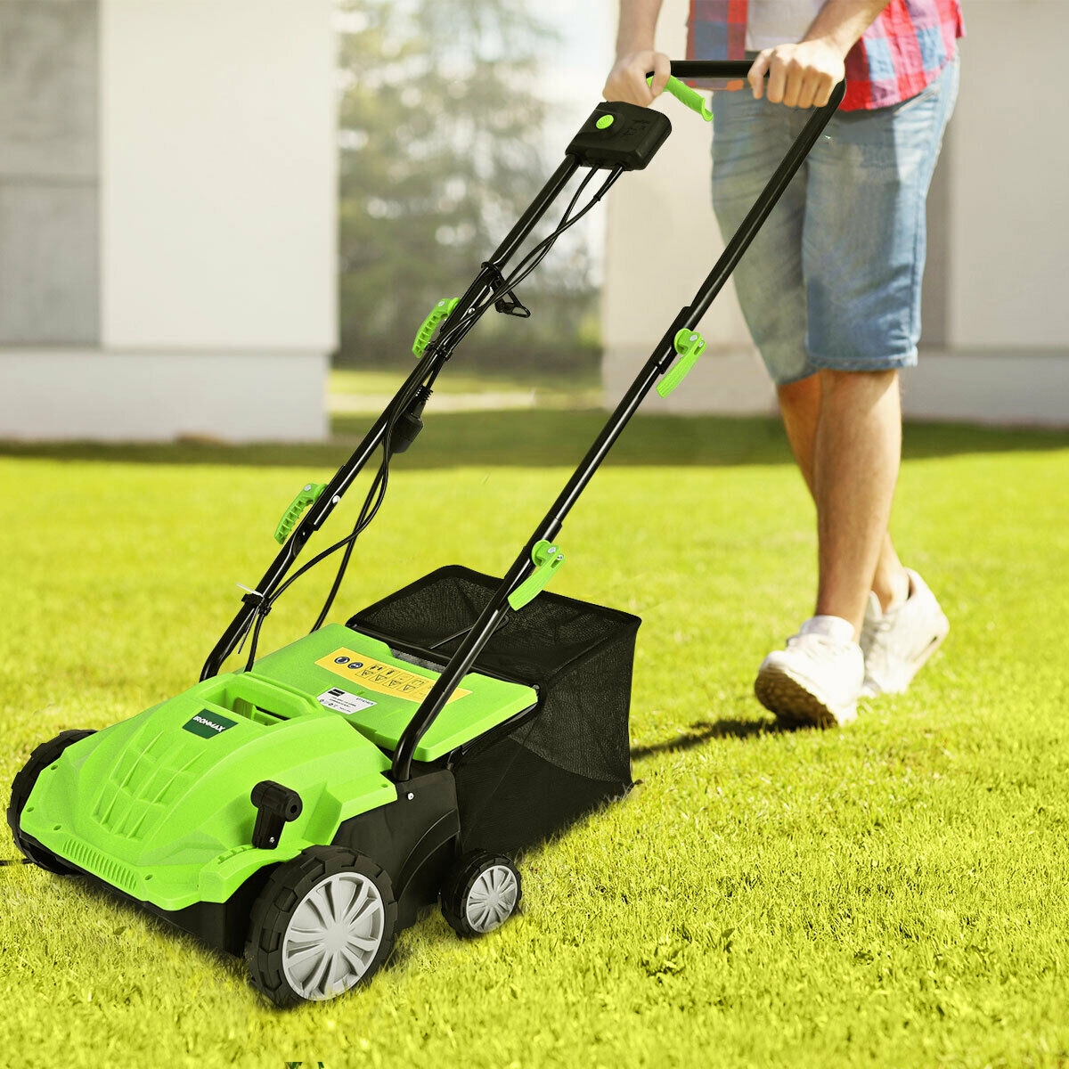 LJG 13 Inch 12 Amp Electric Scarifier with Collection Bag and Removable Blades