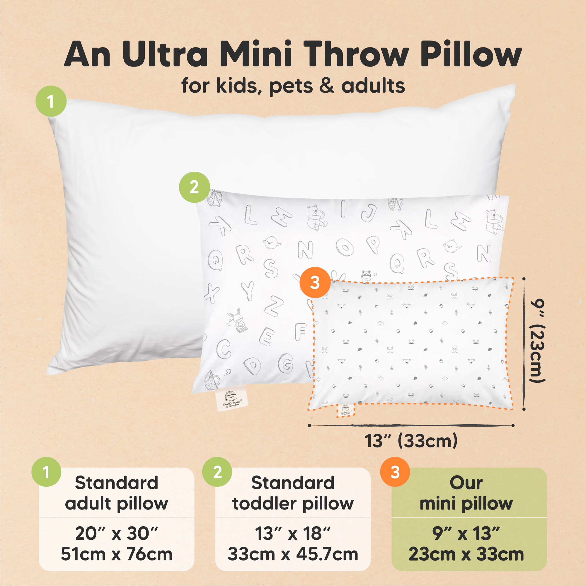 KeaBabies Mini Toddler Pillow With Pillowcase