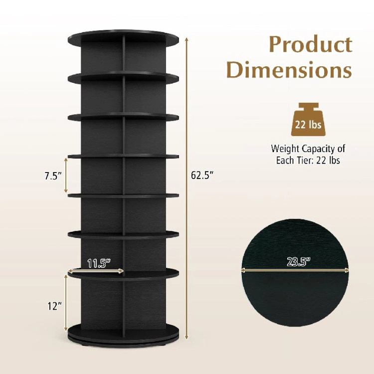 Hivvago 7-Tier Rotating Shoe Rack Tower Freestanding Spinning Organizer