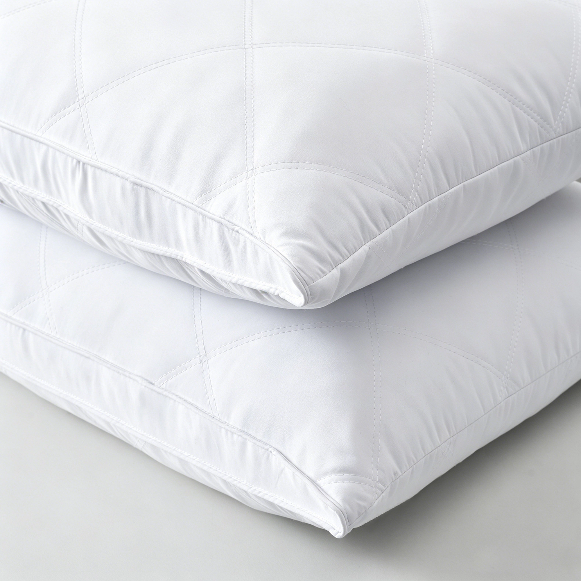 PEACENEST Goose Feather Gusseted Bed Pillows,Medium Support,Set of 2
