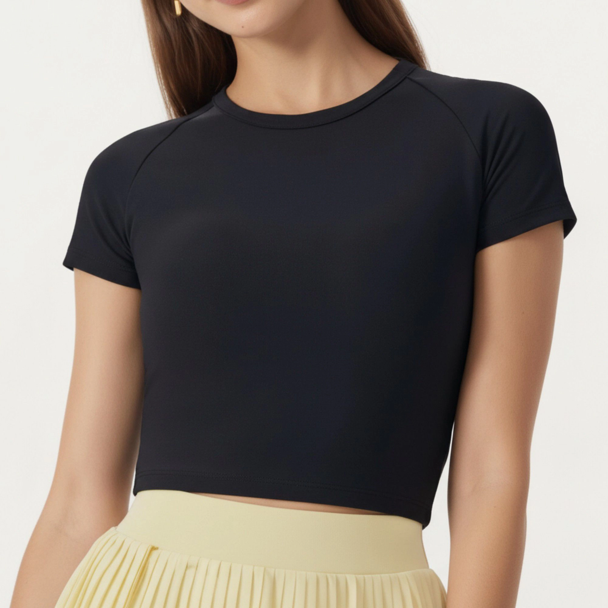 Anna-Kaci Women's Short Sleeve Cropped Active Top with Open Back Tie Detail and Stretch Fit