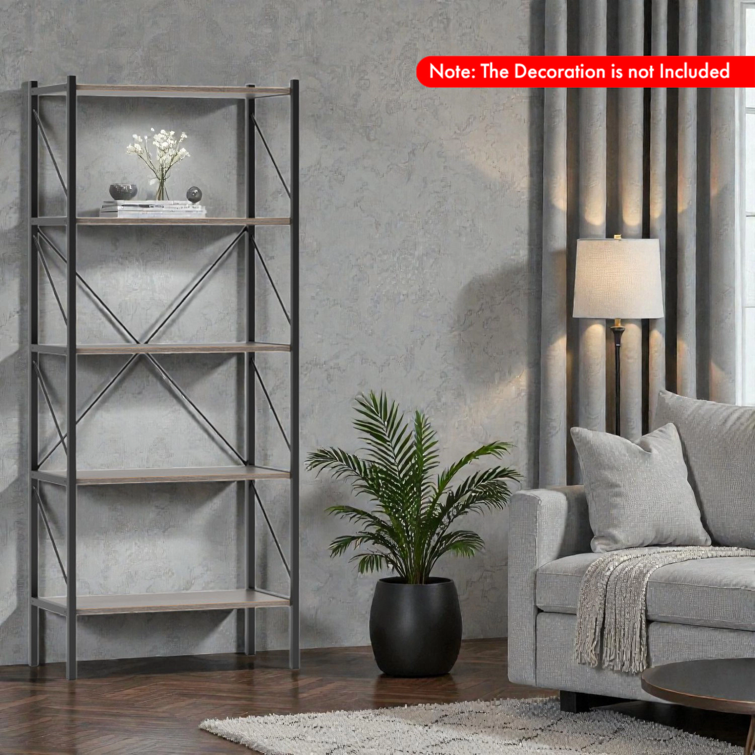 Hivvago 5-Tier Open Bookcase with Sturdy Metal Frame