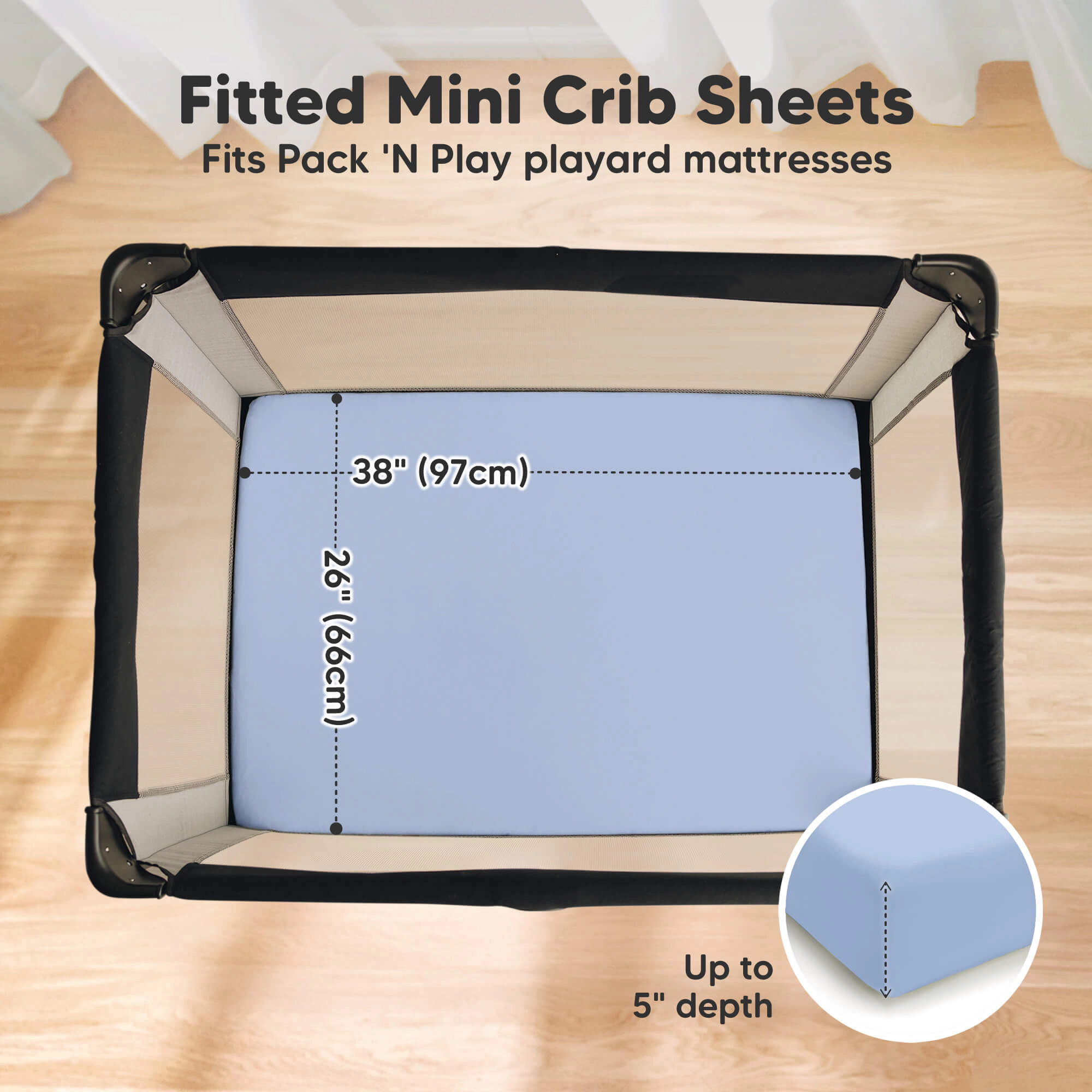 KeaBabies 2-Pack Soothe [Protect+] Waterproof Mini Crib Sheets
