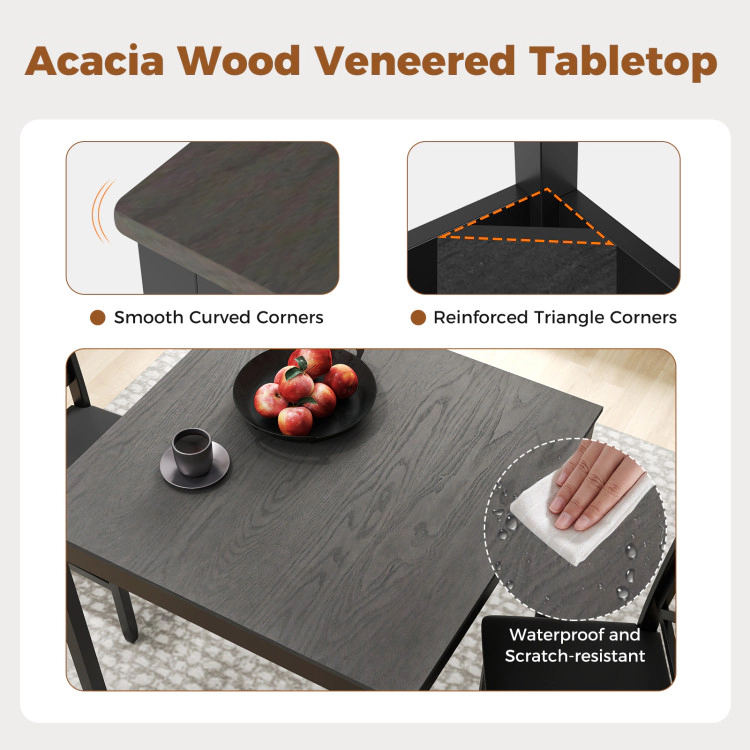 Hivvago 3-Piece Dining Table Set Wooden Square Kitchen For 2 People