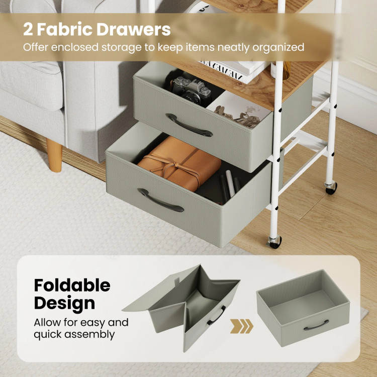 Hivvago 2-Tier Rolling Storage Cart with Fabric Drawers
