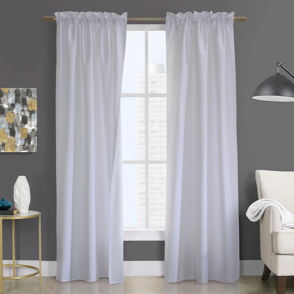 Commonwealth Prescott Pole Top Dressing Window Curtain Panel Pair - White