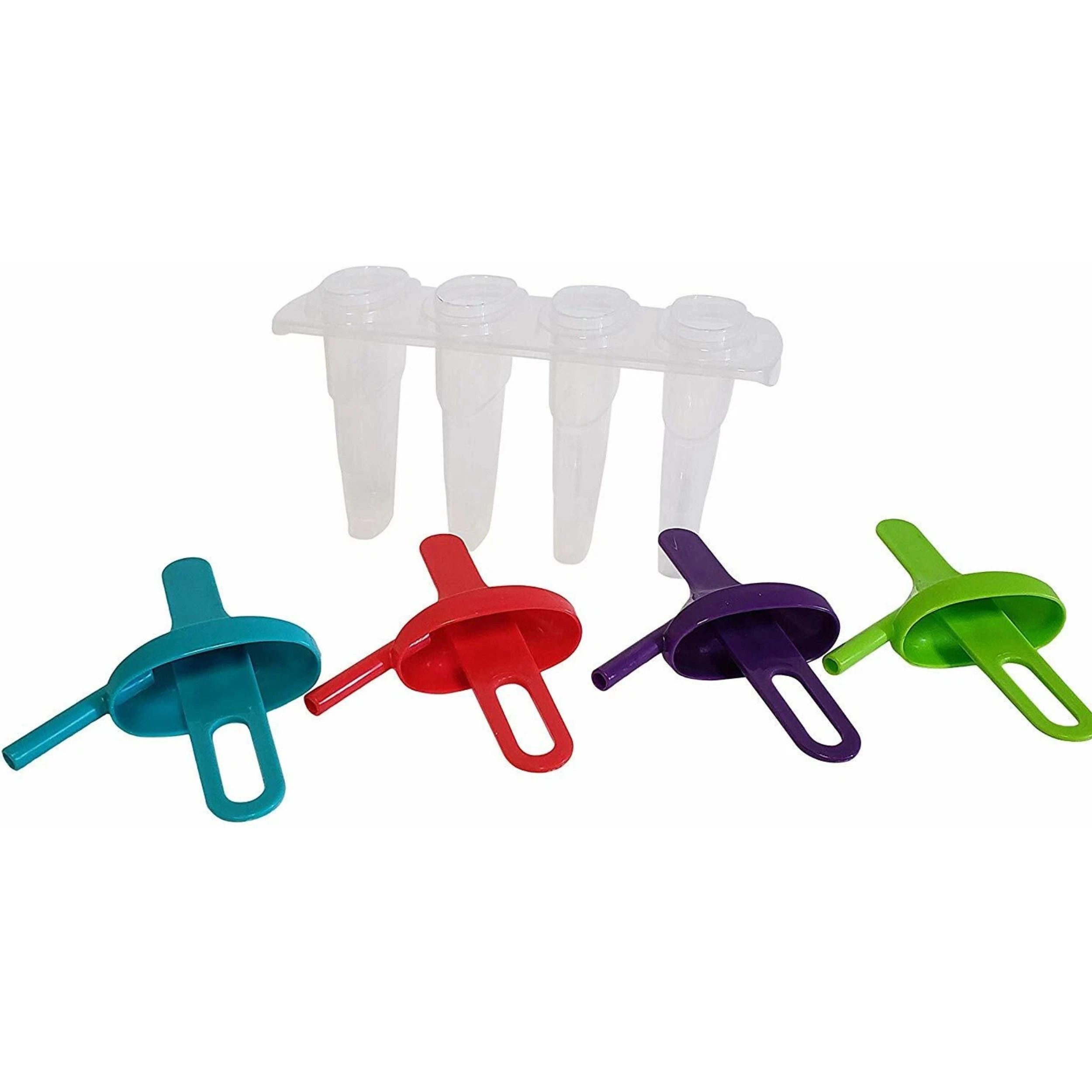 Home Collection Pack of 4 BPA-Free Popsicle Mold Set with Built-In Straw, Freezer Safe Ice Pop Maker