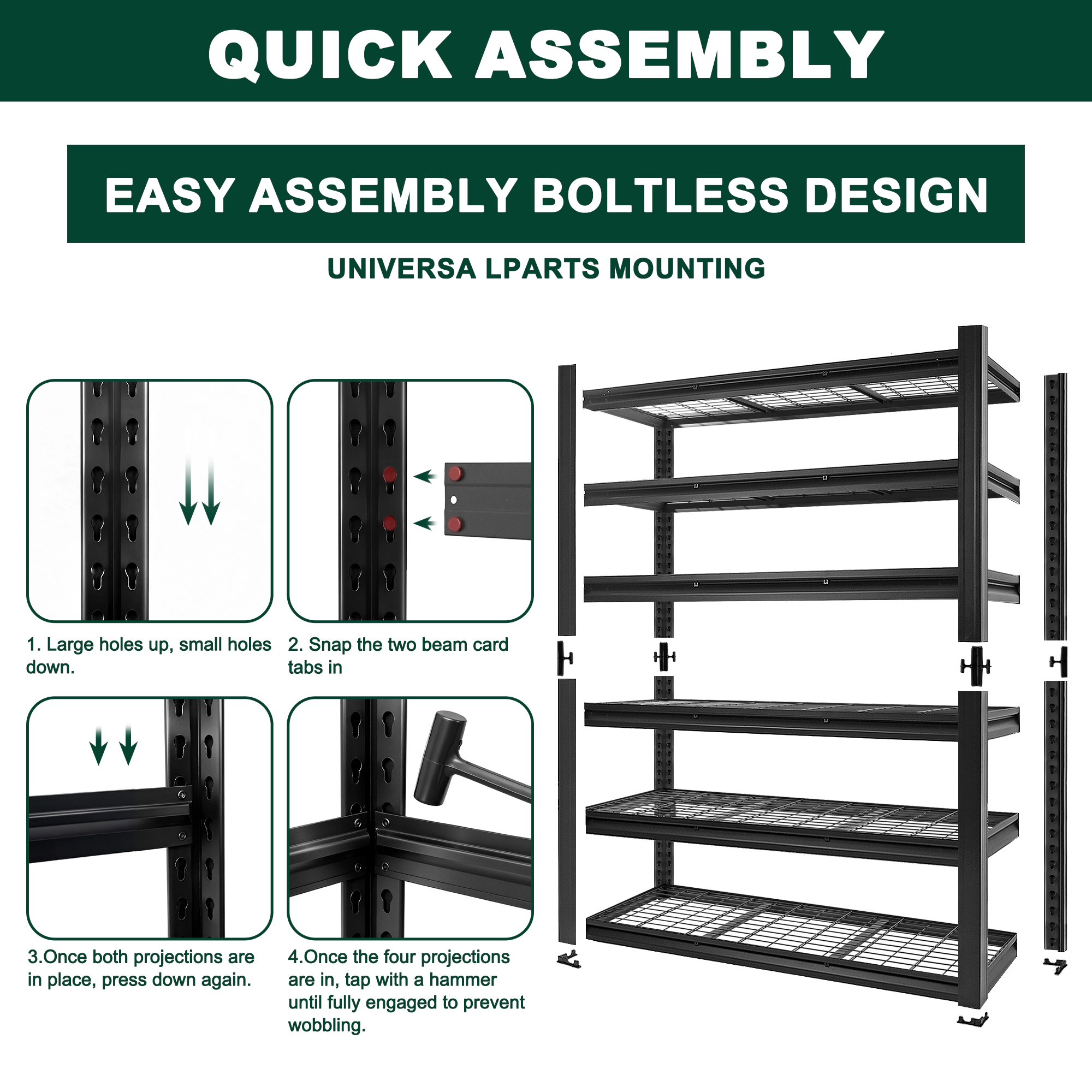 Flynama 6-Tiers Heavy Duty Metal Adjustable Garage Storage Shelving Unit in Black (60 in. W x 83.8 in. H x 23.6 in. D