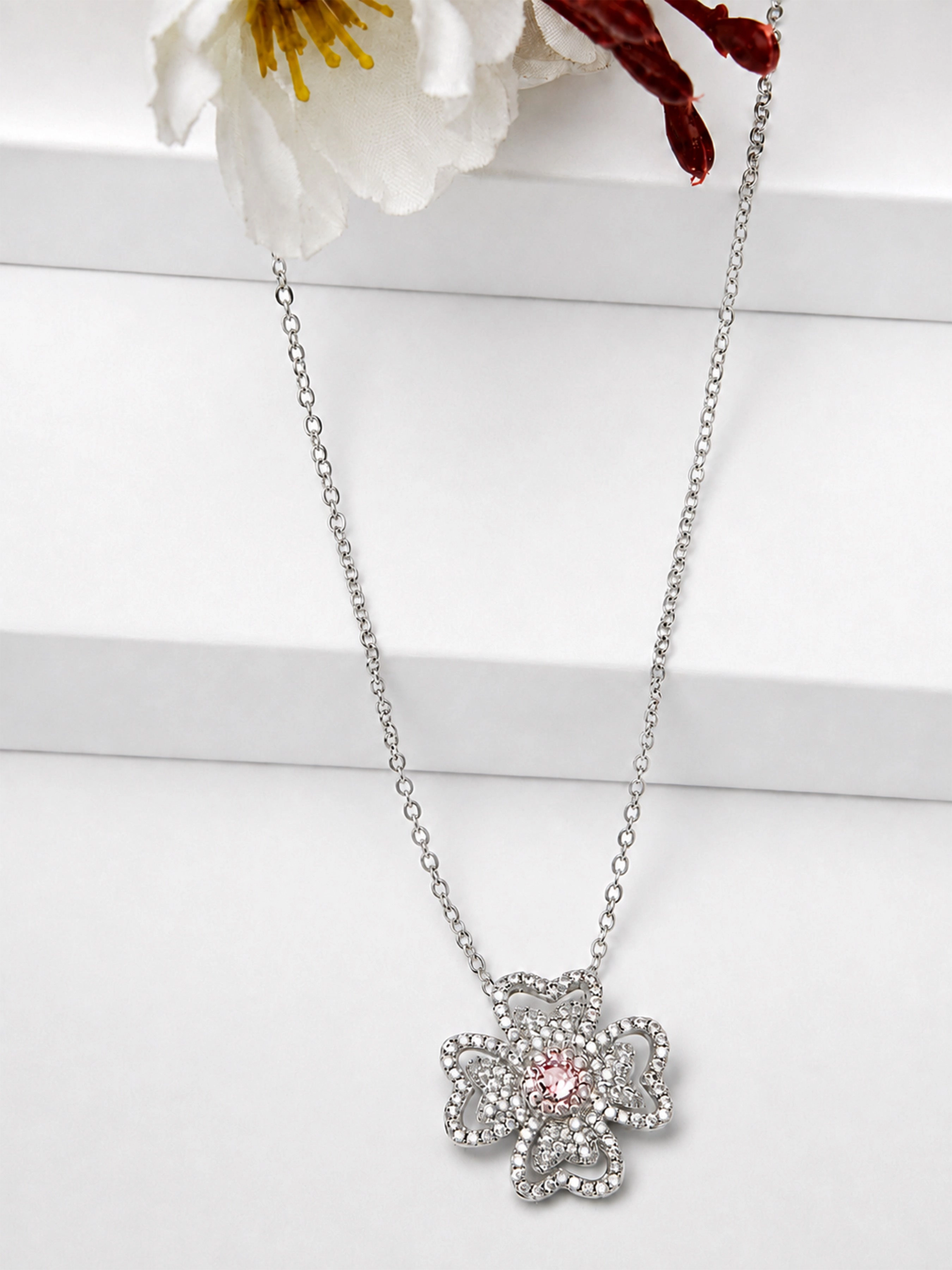 AGP PARIS Womens Minimalist Blossom Pendant Necklace