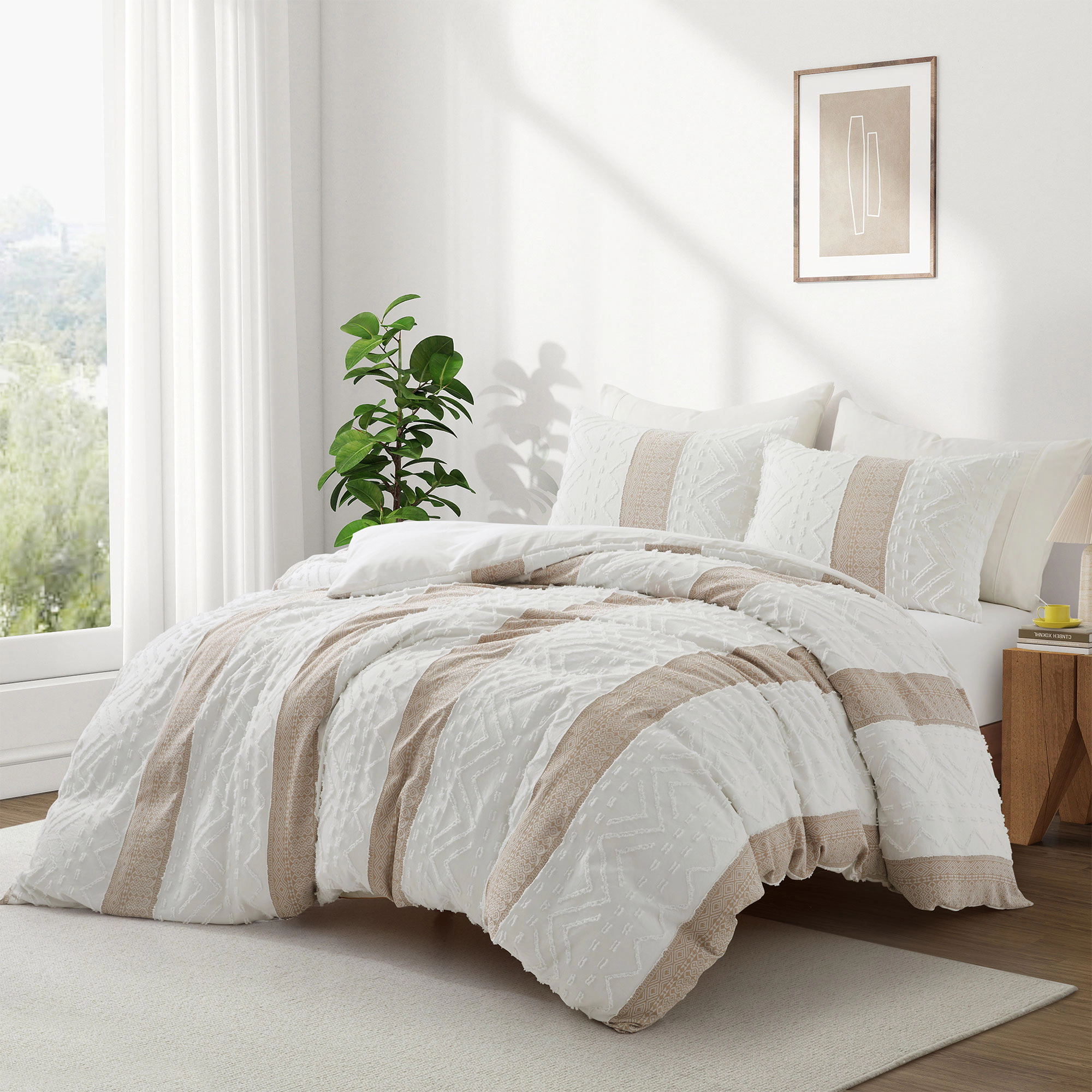 PEACENEST Soft Lightweight Duvet Cover Set, Casual All-Season Bedding Set