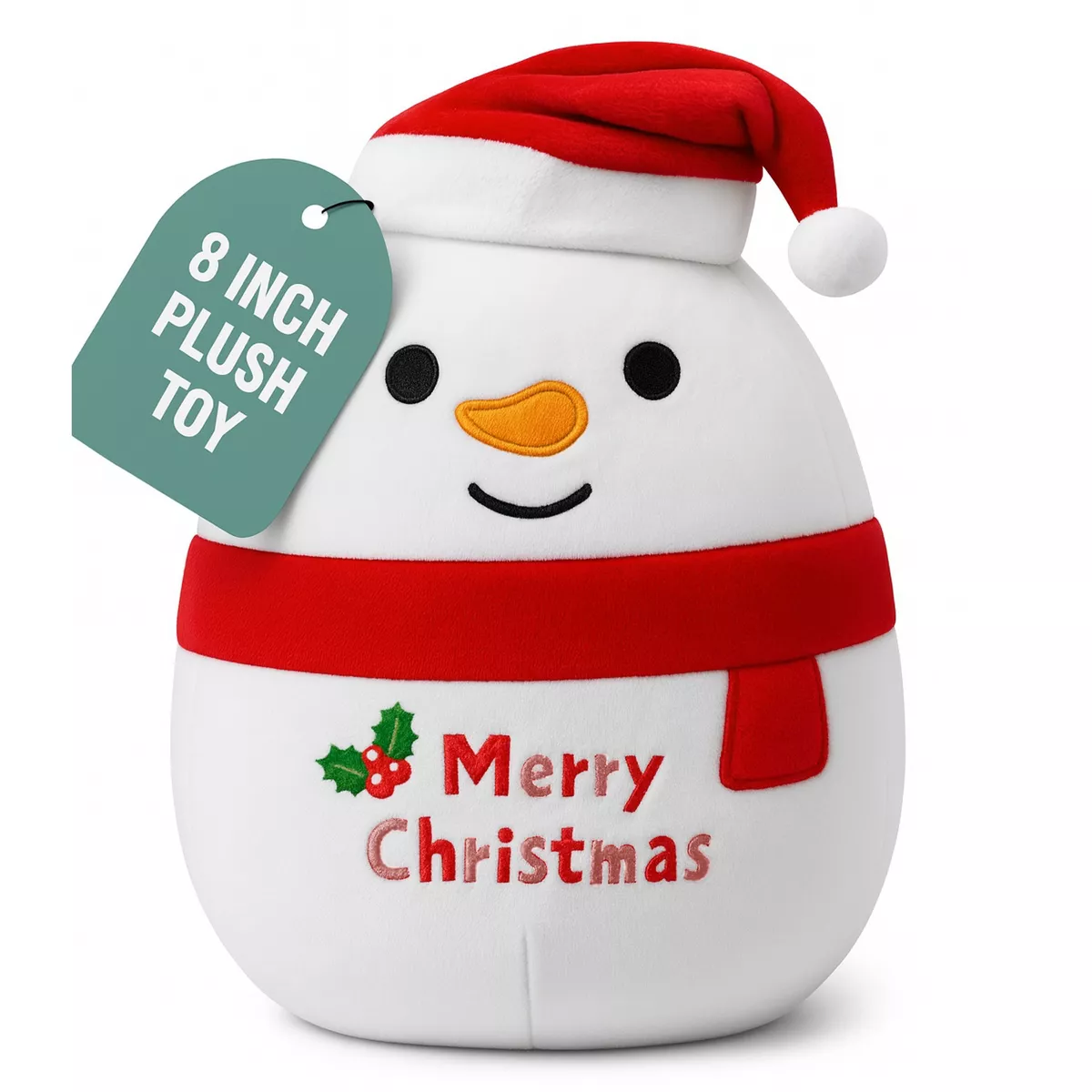 Sperric Christmas Snowman Plush Toy Soft Stuffed Animal, 8" Cute Holiday Plushie Gift for Kids, Holiday Gifts for Babies