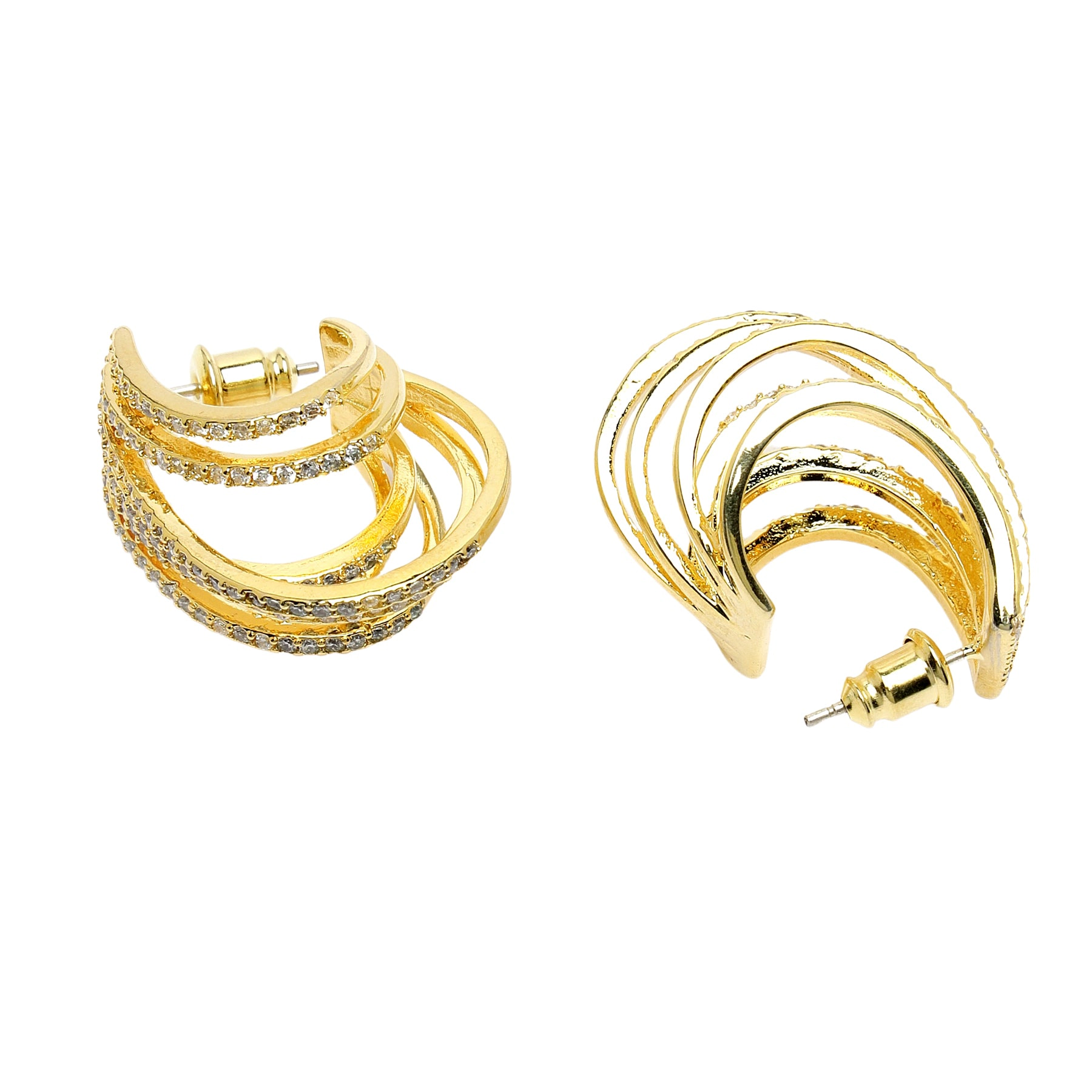 AGP PARIS Womens Diva Cubic Zirconia Fringe Hoop Earrings