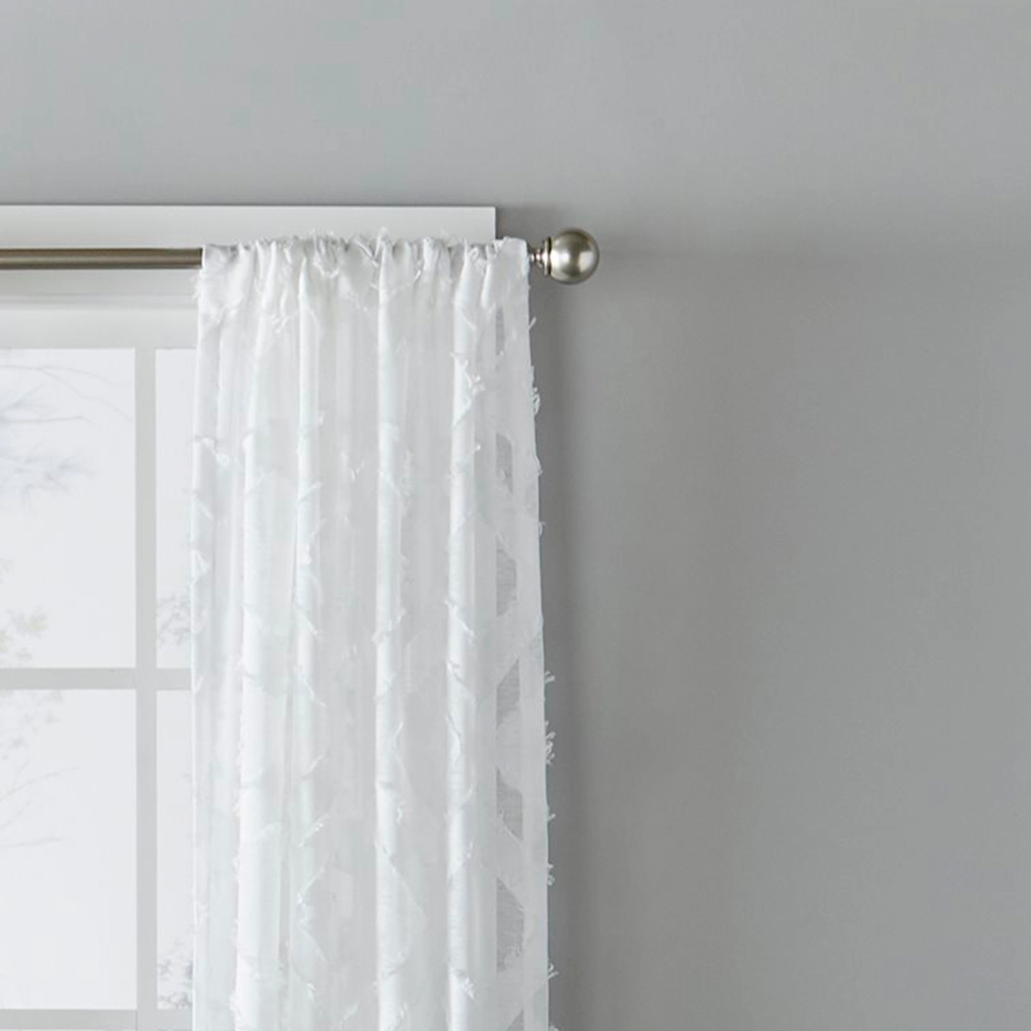 Saturday Knight Ltd Edge Diamond Shaped Window Panel With 1.5" Rod Pocket - 52x63", White