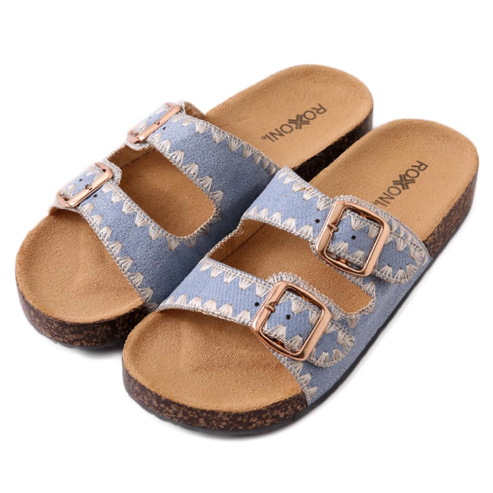 Roxoni Women’s Double Buckle Indoor Outdoor Sandals