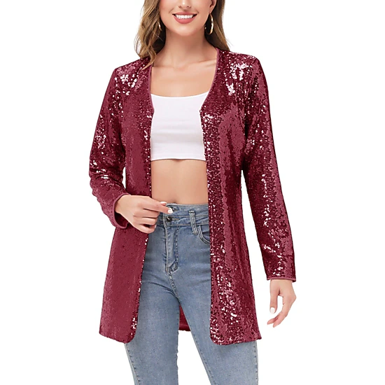 Anna-Kaci Women's Sequin Open Front Cocktail Outerwear Party