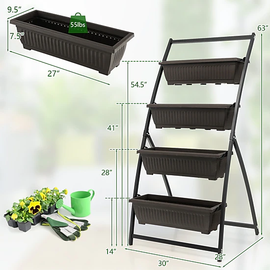 SlickBlue Outdoor 4-Tier Vertical Raised Garden Bed Planter