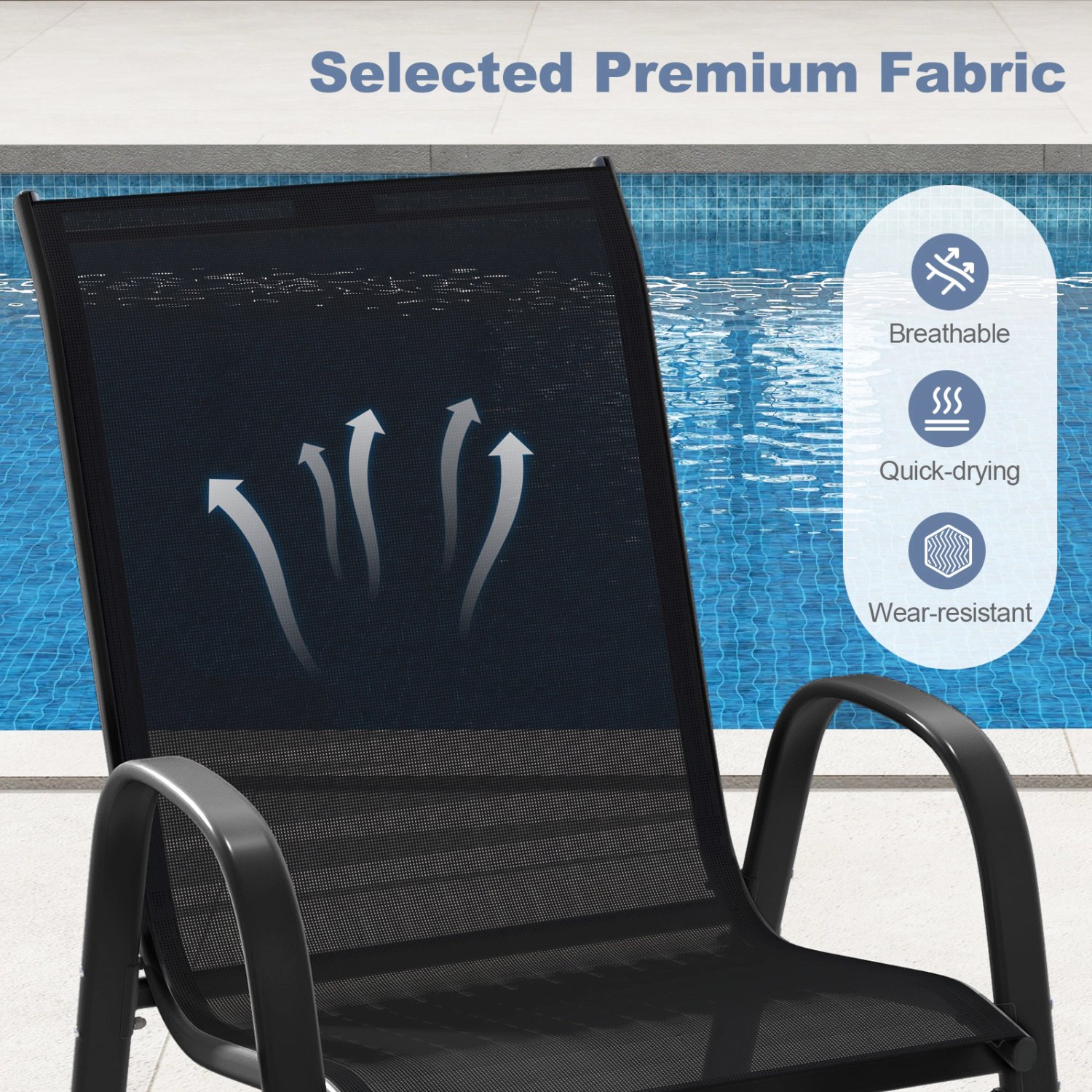 LJG 4 Pieces Stackable Patio Dining Chairs Set with Armrest