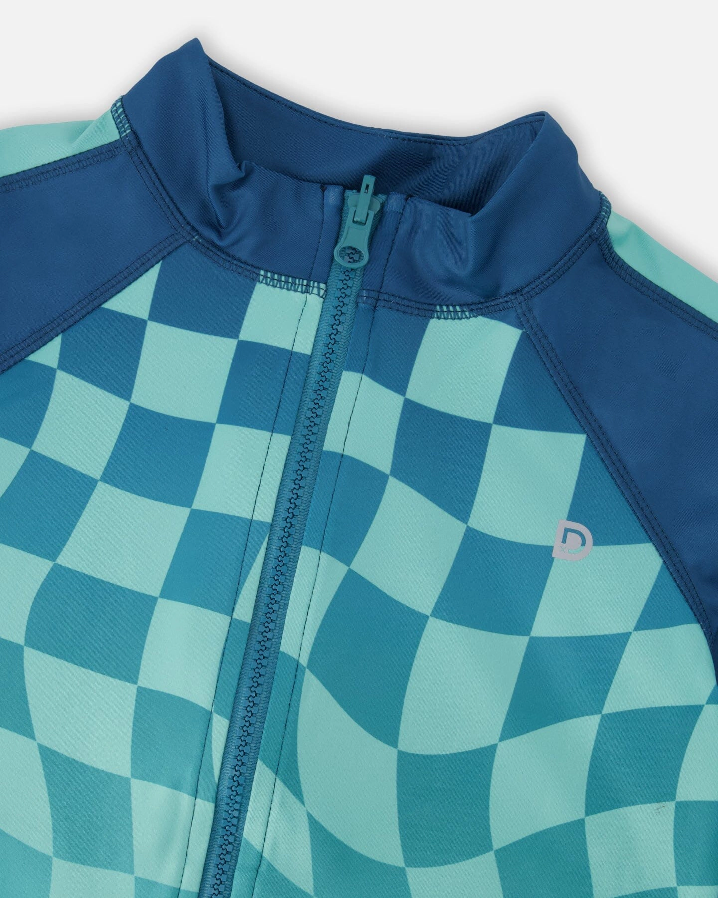 Deux par Boys Full Zip Athletic Cardigan Recycled Polyester Printed Checkerboard