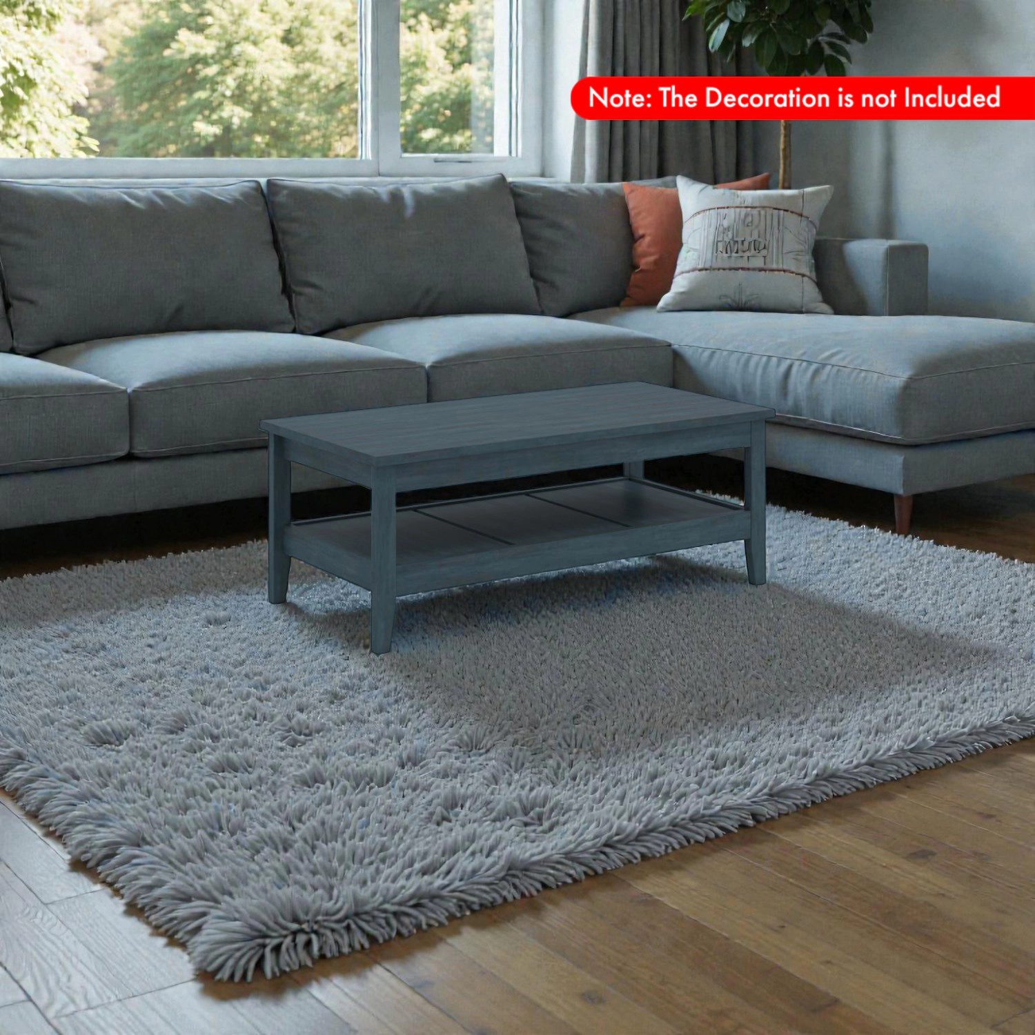 Hivvago Rustic Living Room Coffee Table with Reinforced Thick Top
