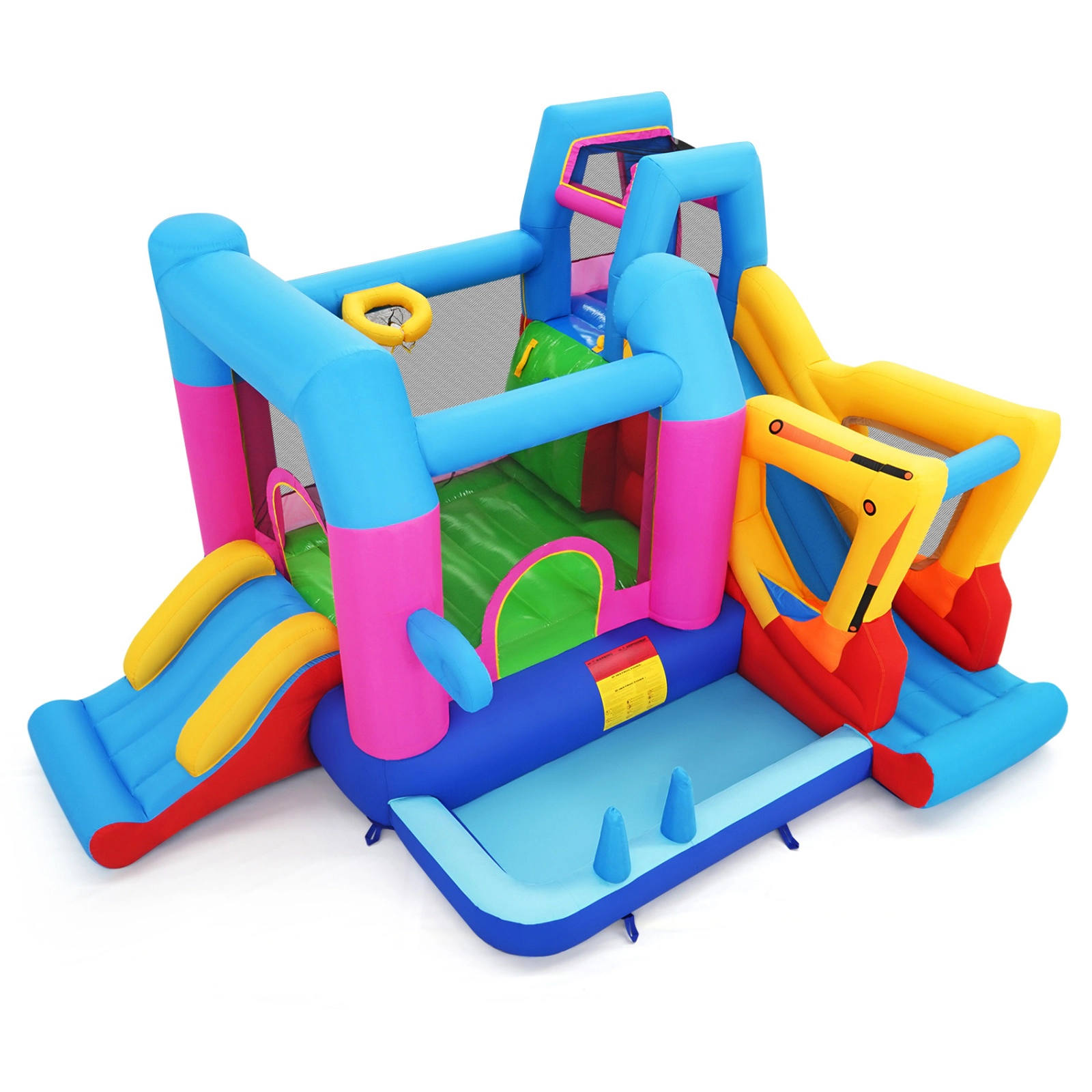 SUGIFT 8-in-1 Excavator Inflatable Bounce House with Dual Water Slides Ball Pit and 780W Blower