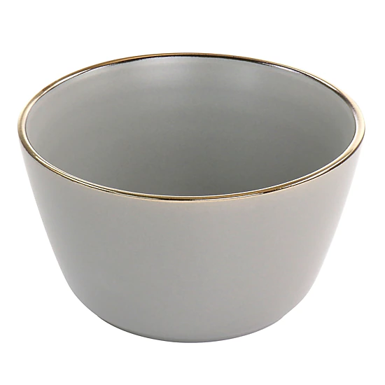 Elama Louis 16 Piece Stoneware Dinnerware Set in Matte Slate with Gold ...