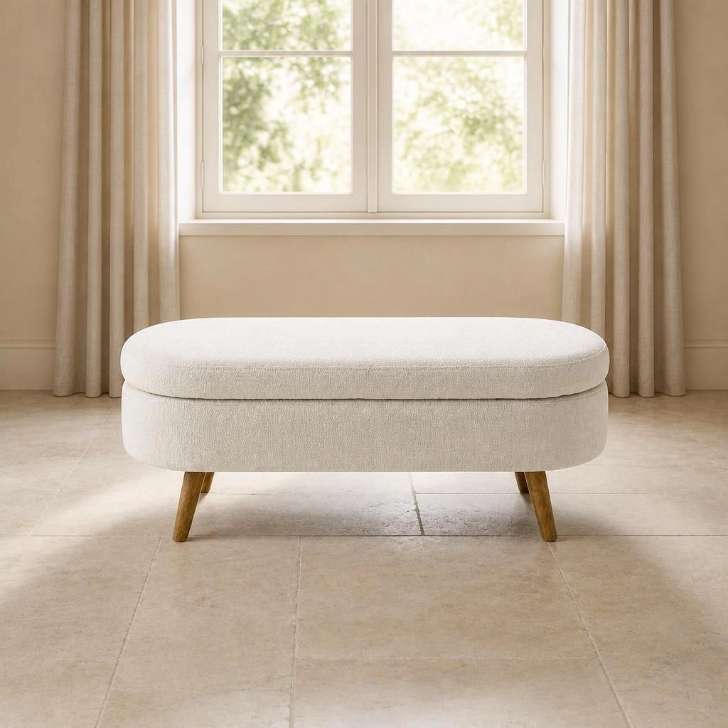 GOODSILO Functional Upholstered Linen Storage Bench