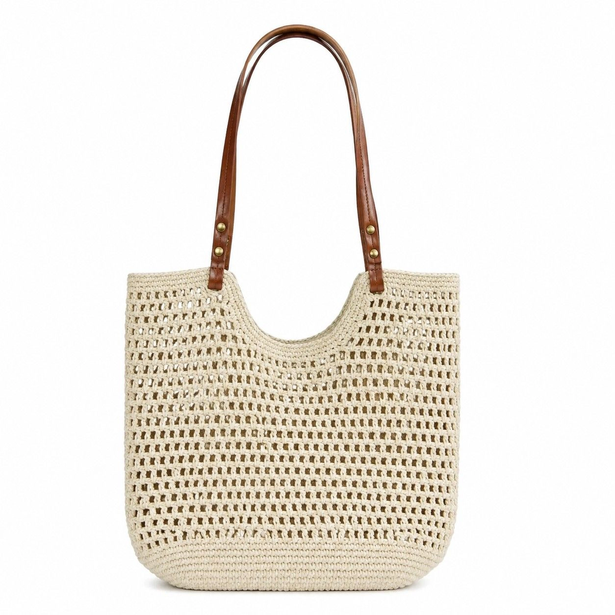 Alilang Women's Woven Mesh Tote Bag Lightweight Shoulder Handbag Large Capacity Vacation Beach Purse, Small