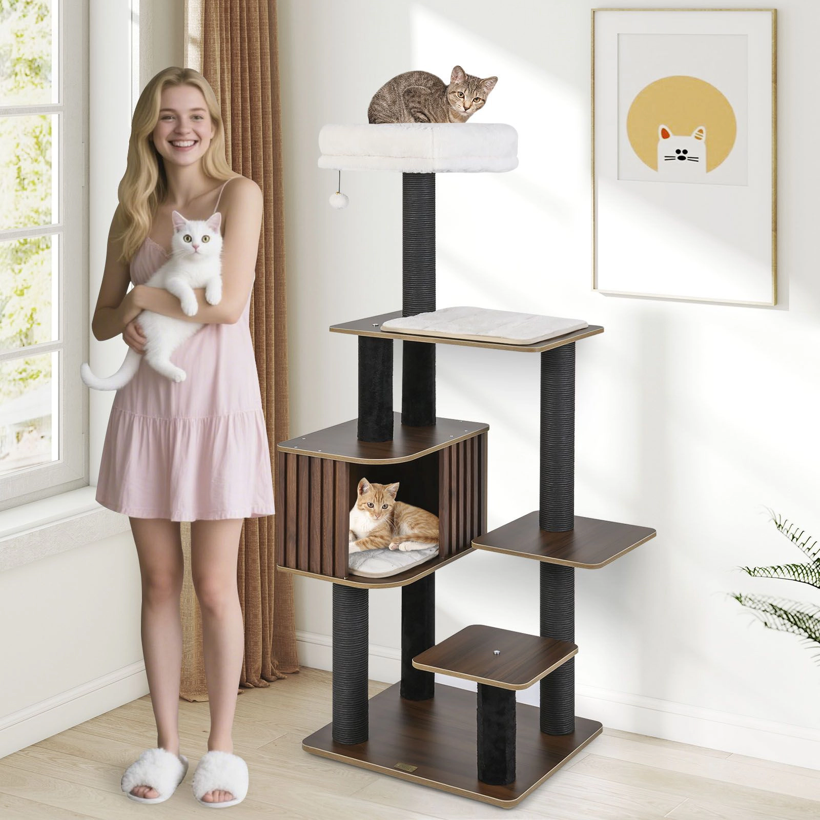 SlickBlue 6-Level Multi-Level Cat Tree with Condo & Scratching Posts