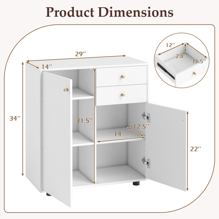 Hivvago Kitchen Sideboard Buffet Cabinet Coffee Bar Cabinet With 2 Drawers 2 Doors And 3 Adjustable Shelves