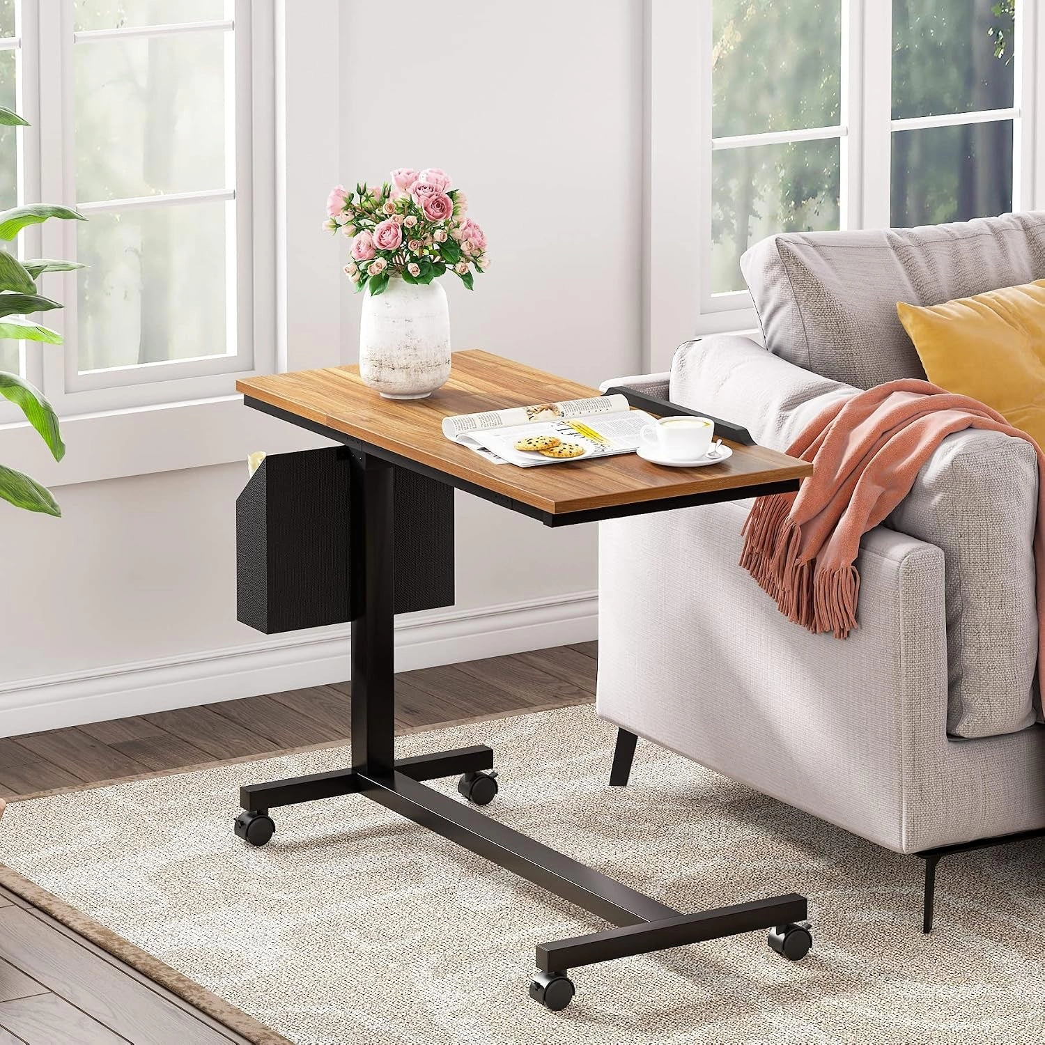 Tribesigns Height Adjustable C Shaped End Table Desk