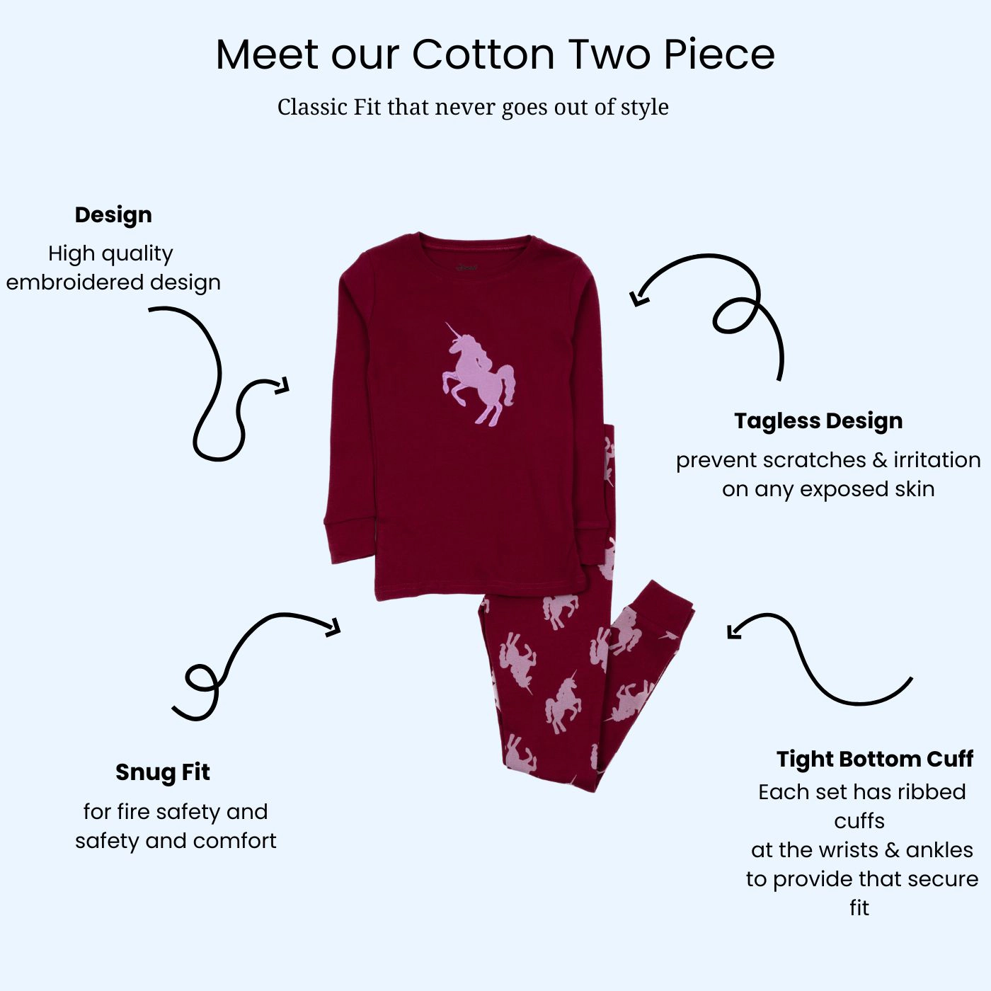 Leveret Baby/Toddler/Kids 2-pc Cotton Snug Fit Unicorn Pajamas